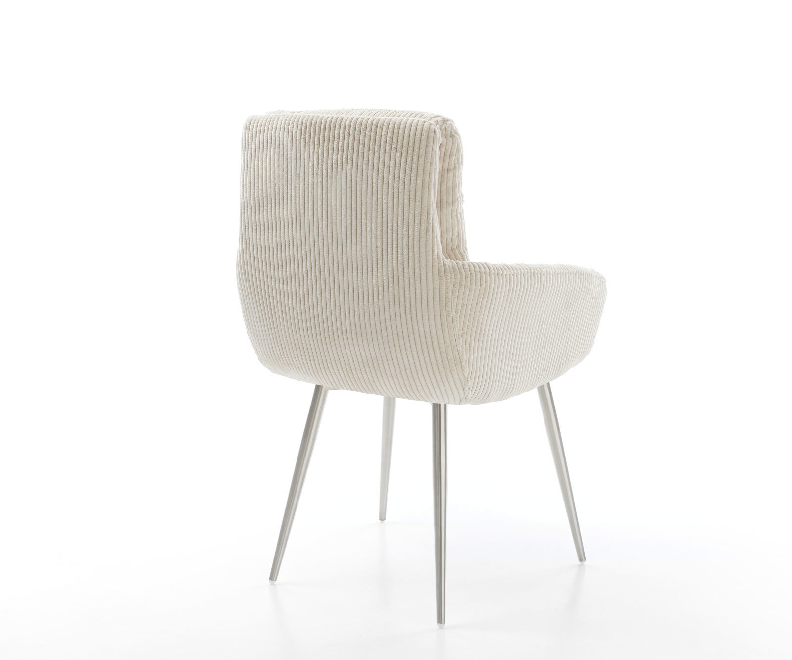 Esszimmerstuhl Abelia-Flex mit Armlehnen Cord Beige 4-Fuß konisch Edelstahl 4