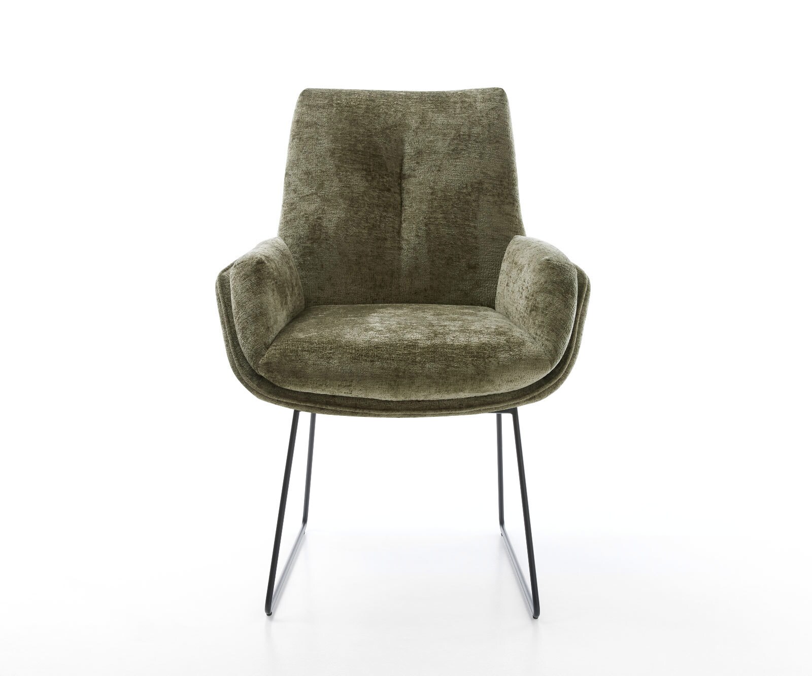 Esszimmerstuhl Clea-Flex Chenille Olive Kufengestell Schwarz 1