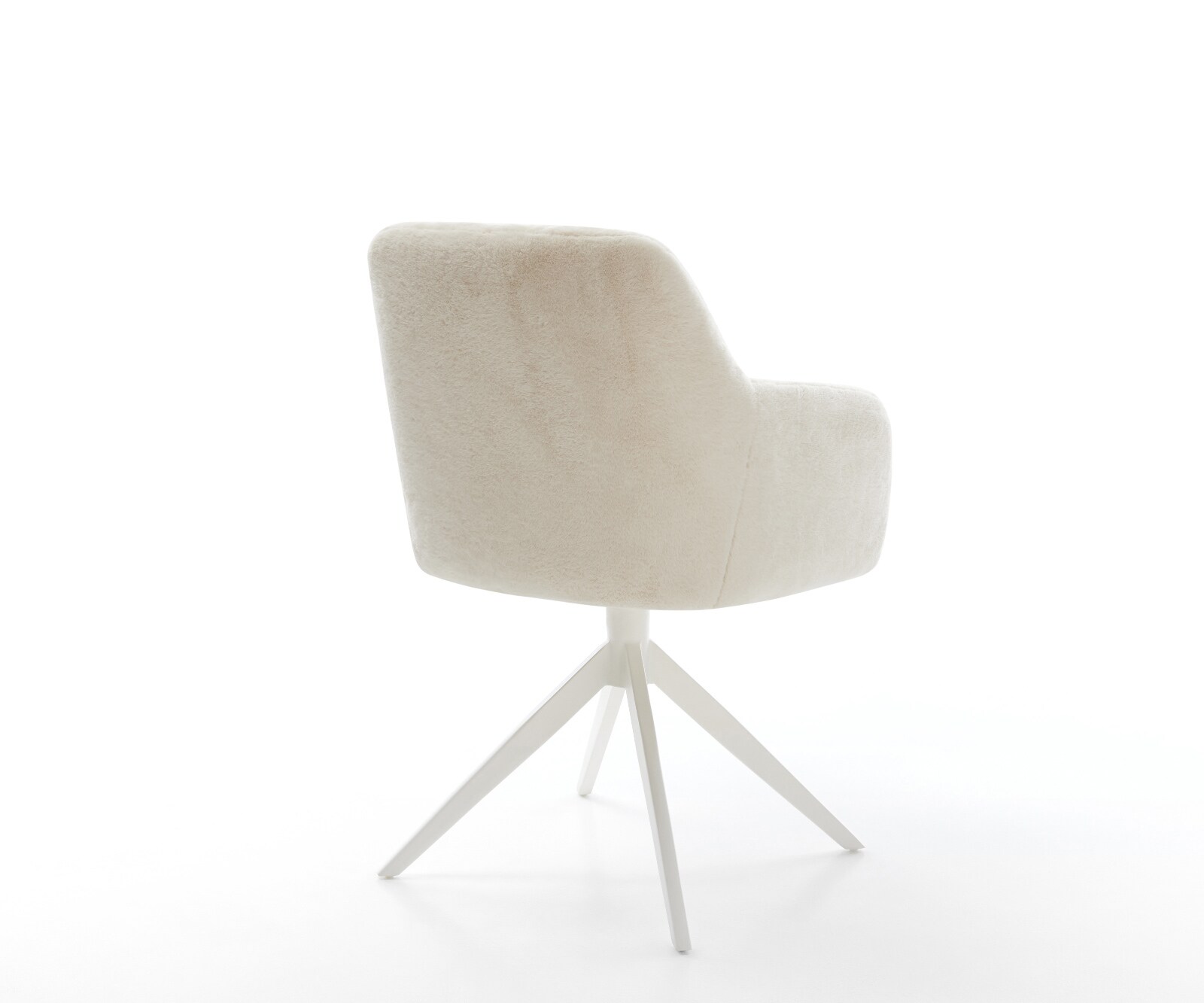 Drehstuhl Greg-Flex Plüsch Creme-Weiß Kreuzgestell breit Weiß 360° drehbar Wippfunktion Taschenfederkern 5