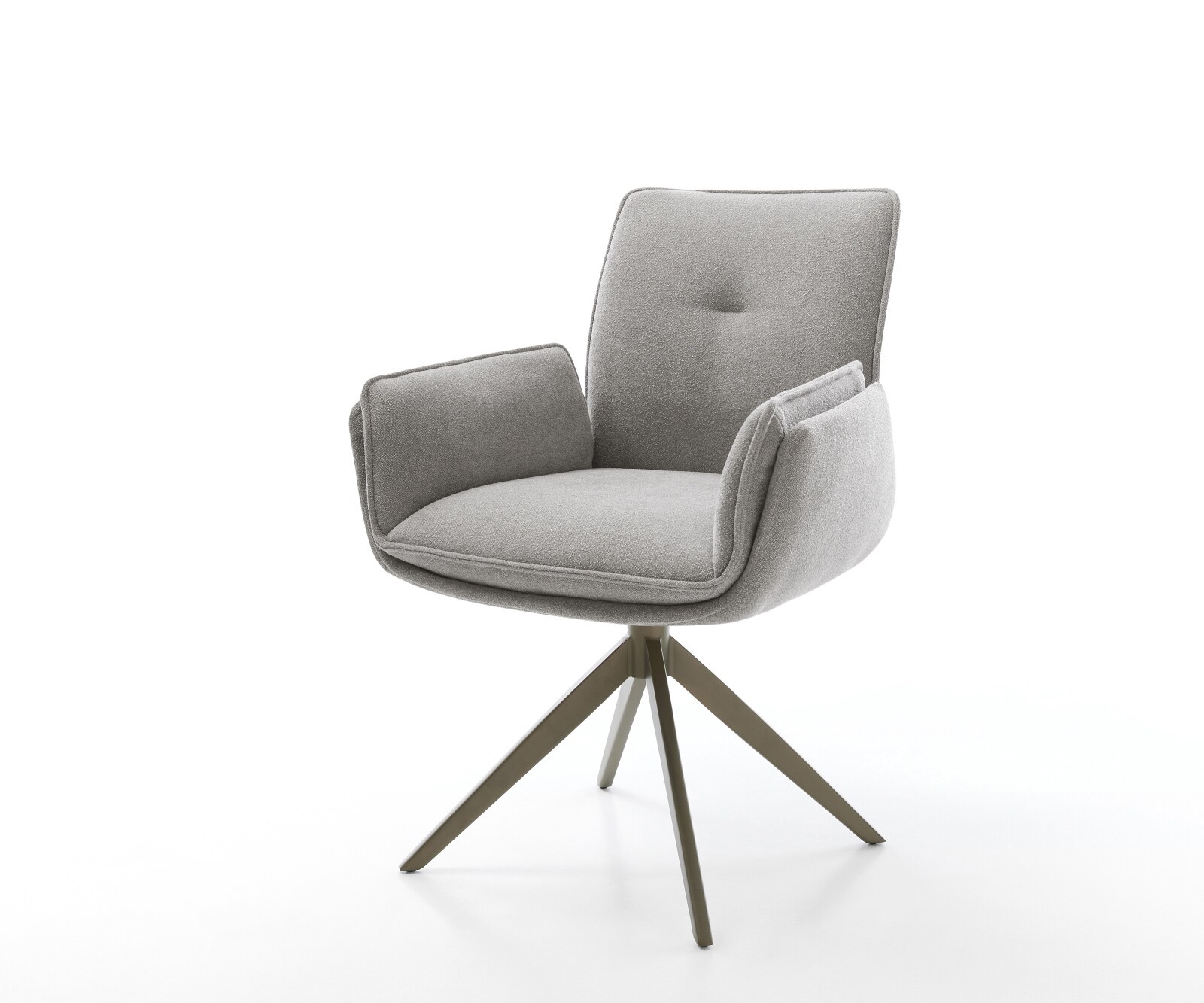 Drehstuhl Nela-Flex Strukturstoff Soft Grau Kreuzgestell breit Effektfinish Titan 360° drehbar Wippfunktion