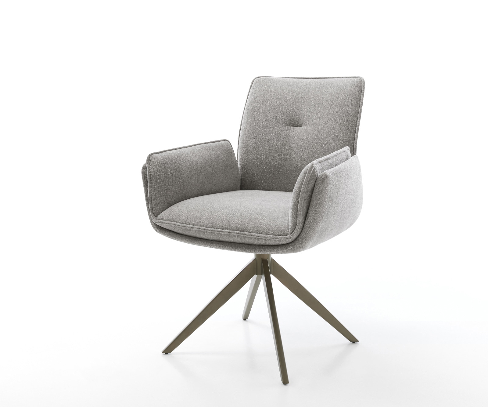 Drehstuhl Nela-Flex Strukturstoff Soft Grau Kreuzgestell breit Effektfinish Titan 360° drehbar Wippfunktion