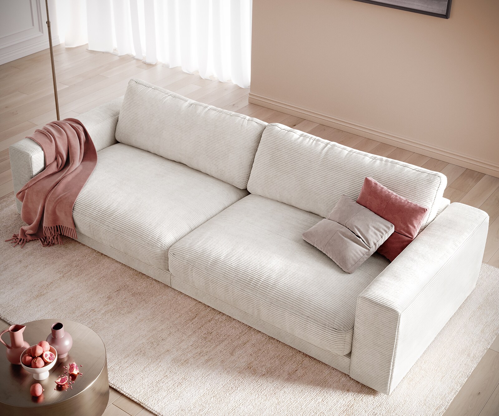 Big-Sofa Cubico 290x120 cm Cord Beige 4