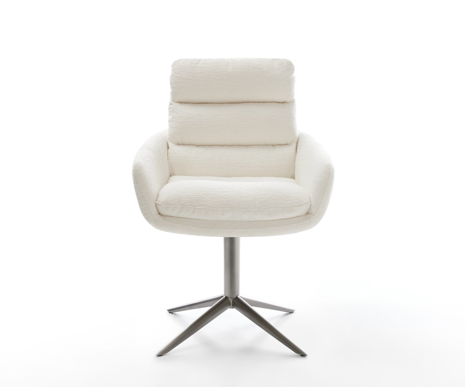 Drehstuhl Abelia-Flex mit Armlehnen Bouclé Soft Beige Fußkreuz Graphit 360° drehbar Wippfunktion 1