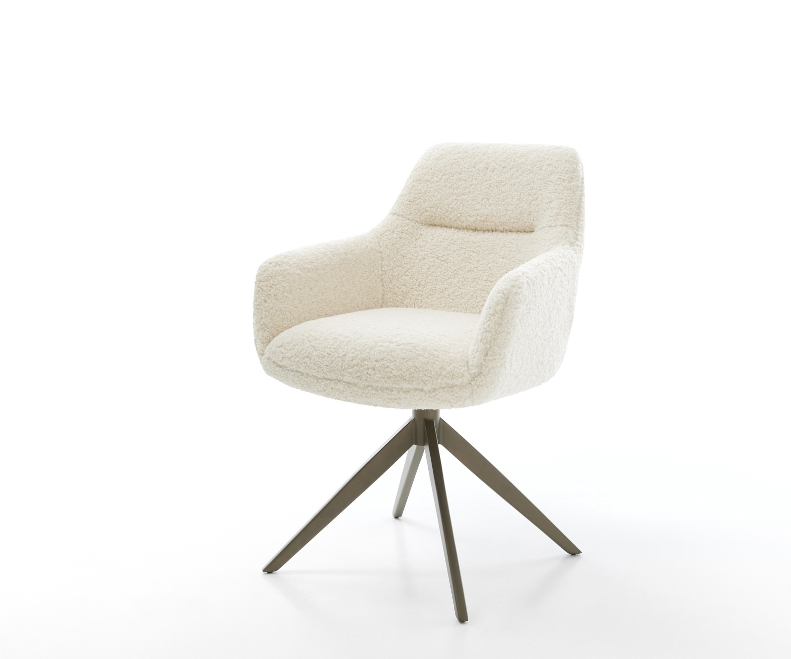 Drehstuhl Pejo-Flex Teddystoff Beige Kreuzgestell breit Effektfinish Titan 360° drehbar Wippfunktion Taschenfederkern