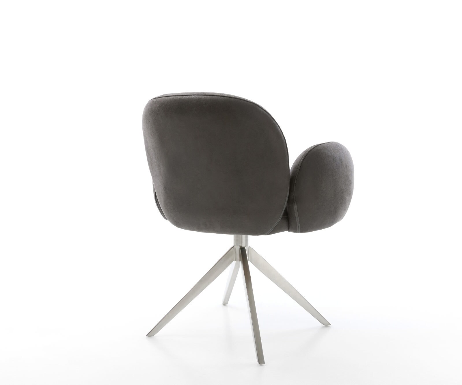 Drehstuhl Nube-Flex mit Armlehnen Mikrofaser Anthrazit Vintage Kreuzgestell breit Edelstahl 360° drehbar Wippfunktion Taschenfederkern 4