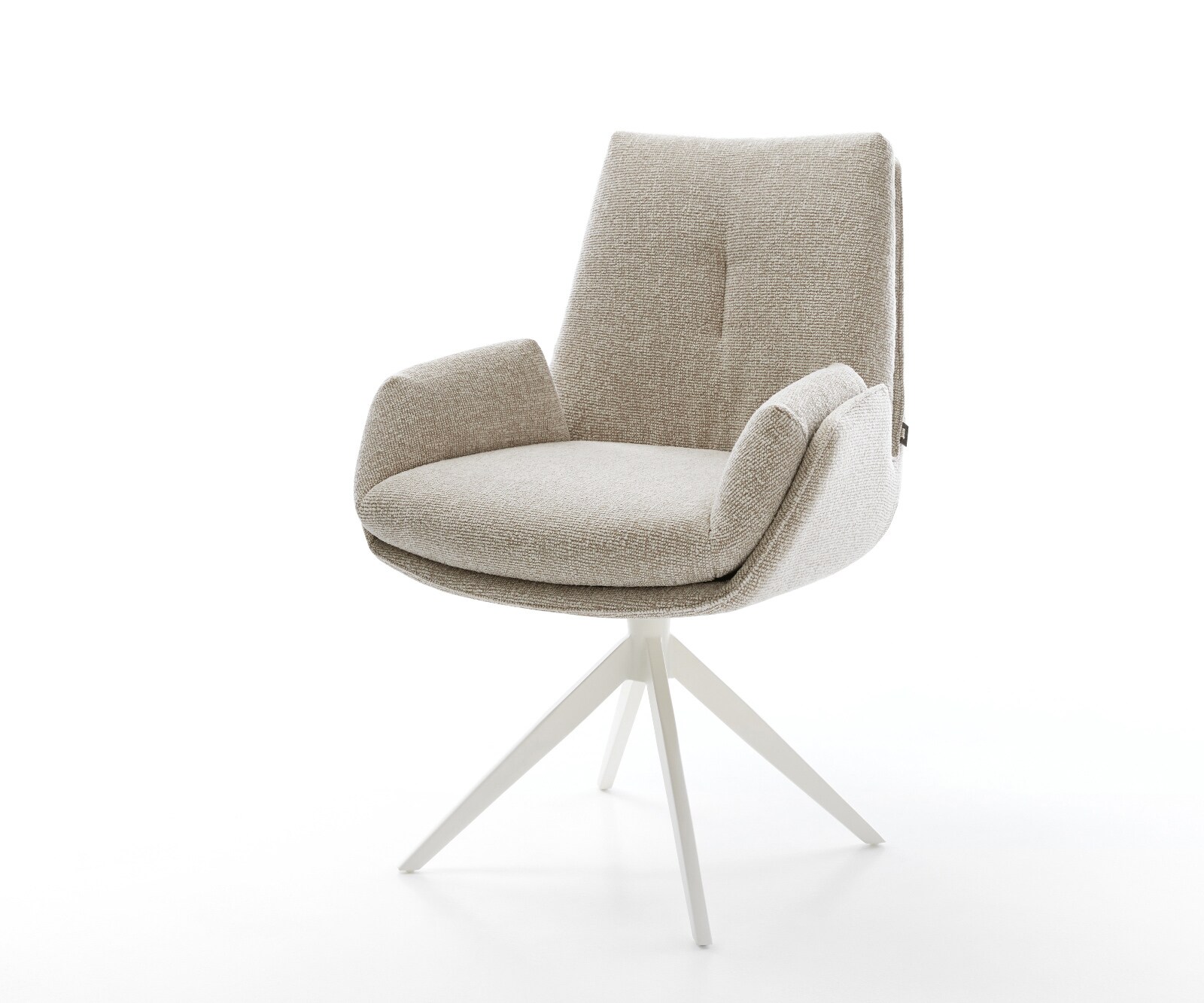 Drehstuhl Clea-Flex Webstoff Soft Beige Kreuzgestell breit Weiß 360° drehba günstig online kaufen