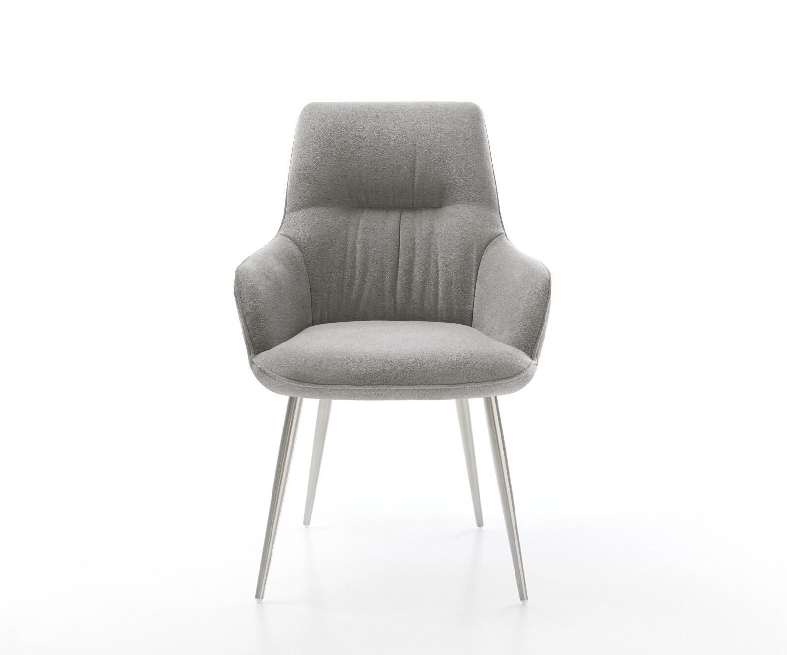 Esszimmerstuhl Zelia-Flex mit Armlehnen Strukturstoff Soft Grau 4-Fuß konisch Edelstahl Taschenfederkern 2