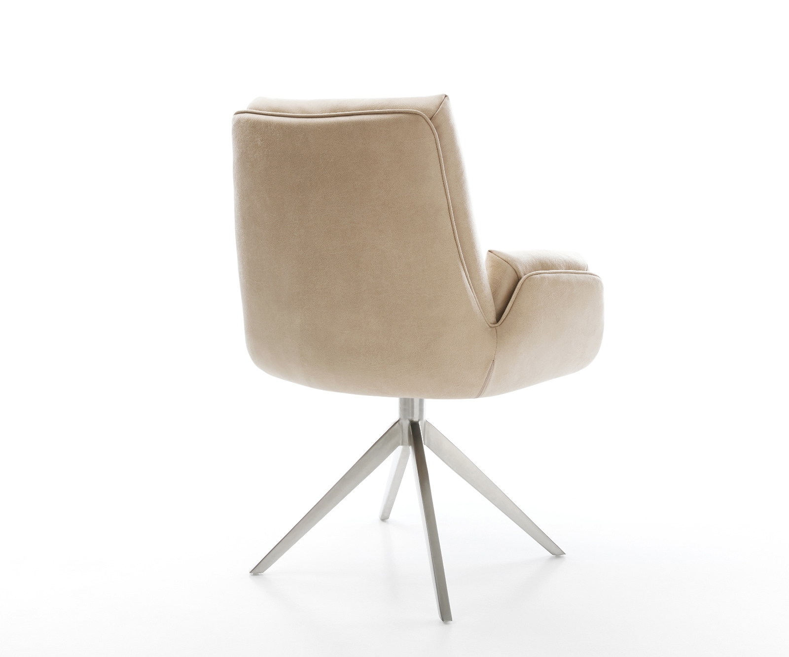 Drehstuhl Clea-Flex Mikrofaser Beige Vintage Kreuzgestell breit Edelstahl 360° drehbar Wippfunktion 5