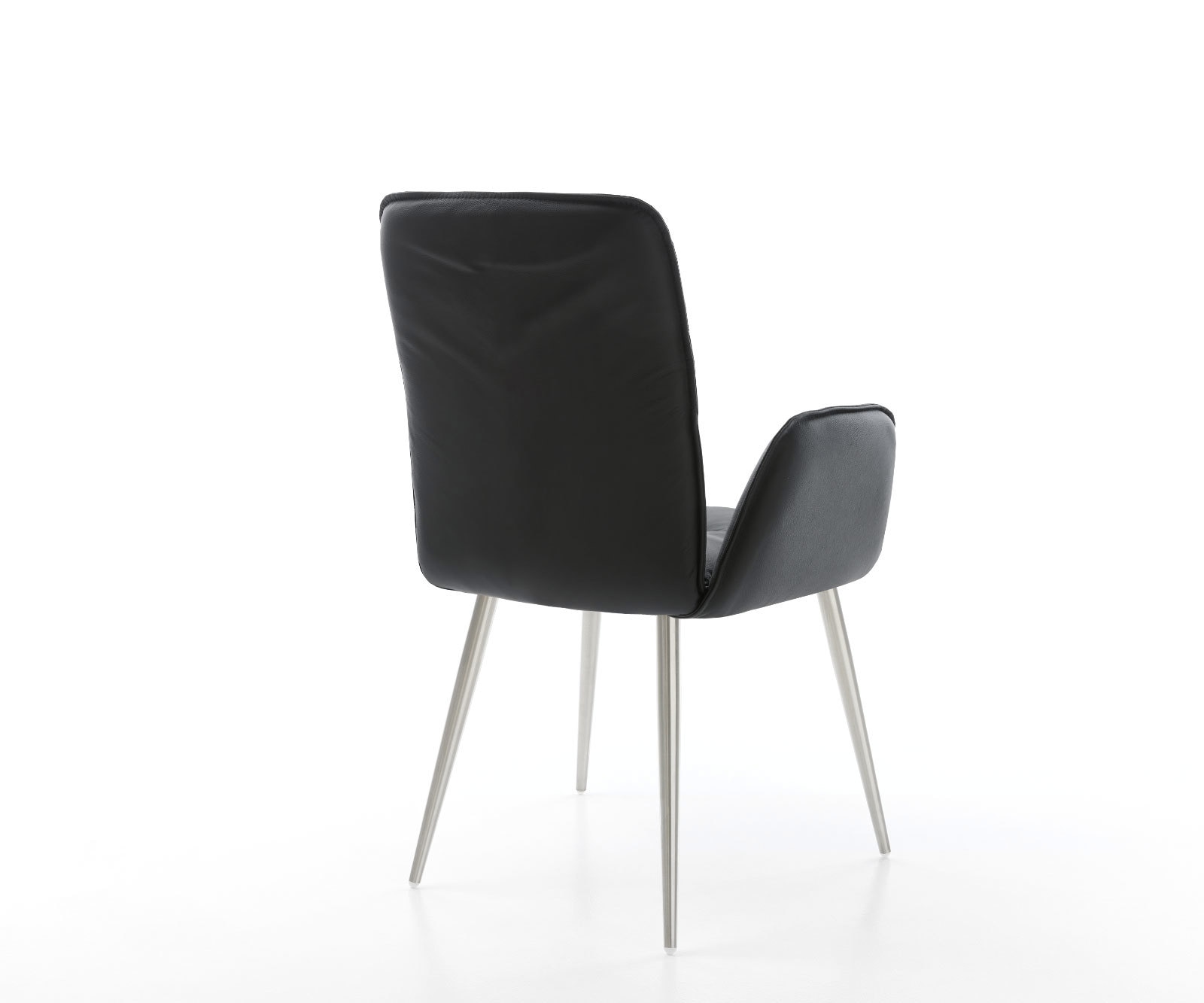 Esszimmerstuhl Vinja-Flex Echt-Leder Schwarz 4-Fuß konisch Edelstahl 4 Esszimmerstuhl Vinja-Flex Echt-Leder Schwarz 4-Fuß konisch Edelstahl 4
