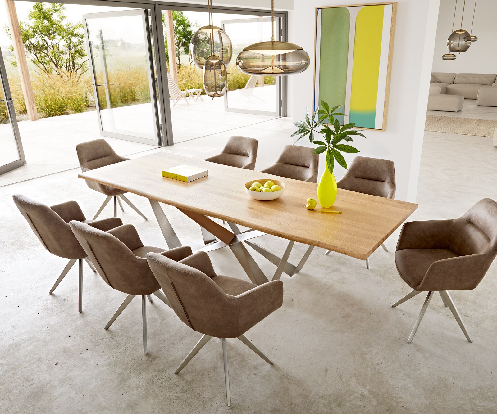 Esstisch Edge 260x100x2,5-3 Eiche Natur Spider Flachstahl Edelstahl Live-Edge 8
