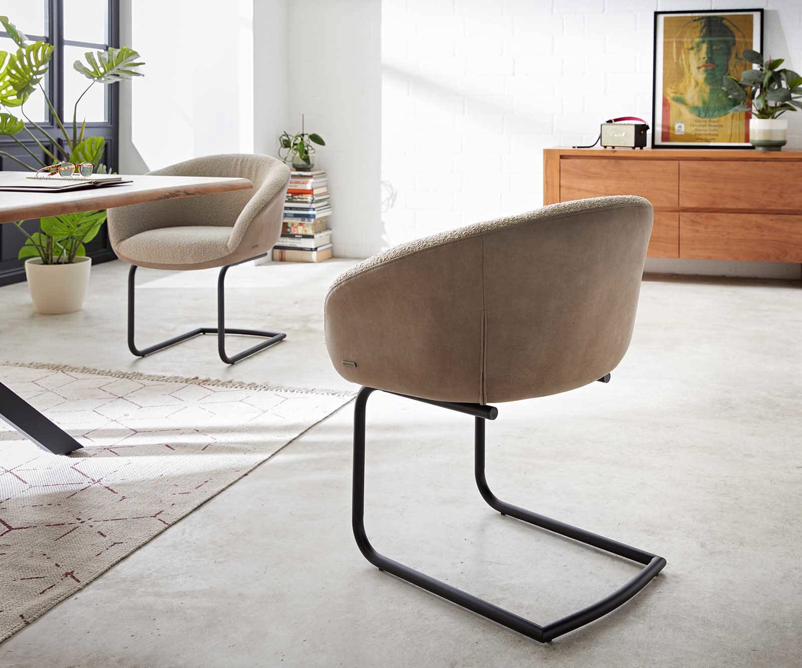 Freischwinger Vinka-Flex mit Armlehnen Materialmix Schlamm Freischwinger rund Schwarz Taschenfederkern 4