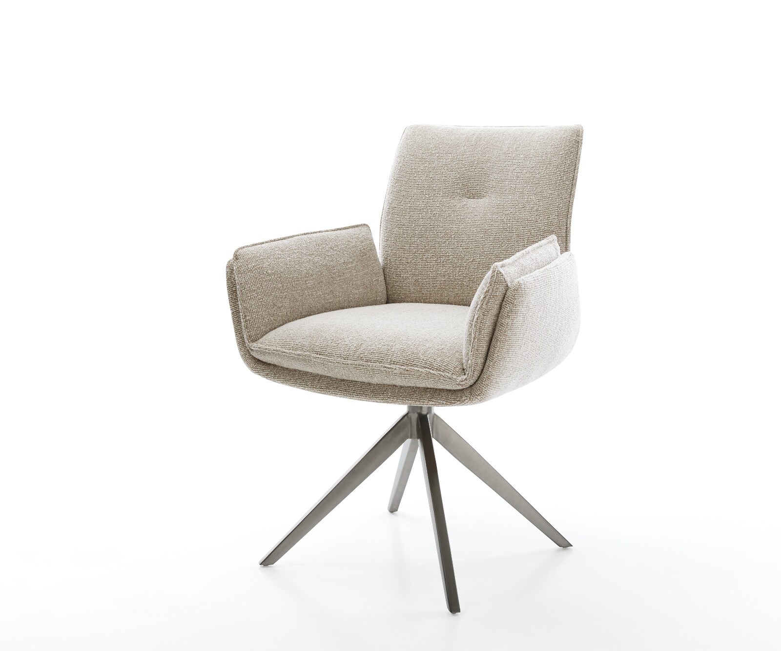Drehstuhl Nela-Flex Webstoff Soft Beige Kreuzgestell breit Graphit 360° drehbar Wippfunktion