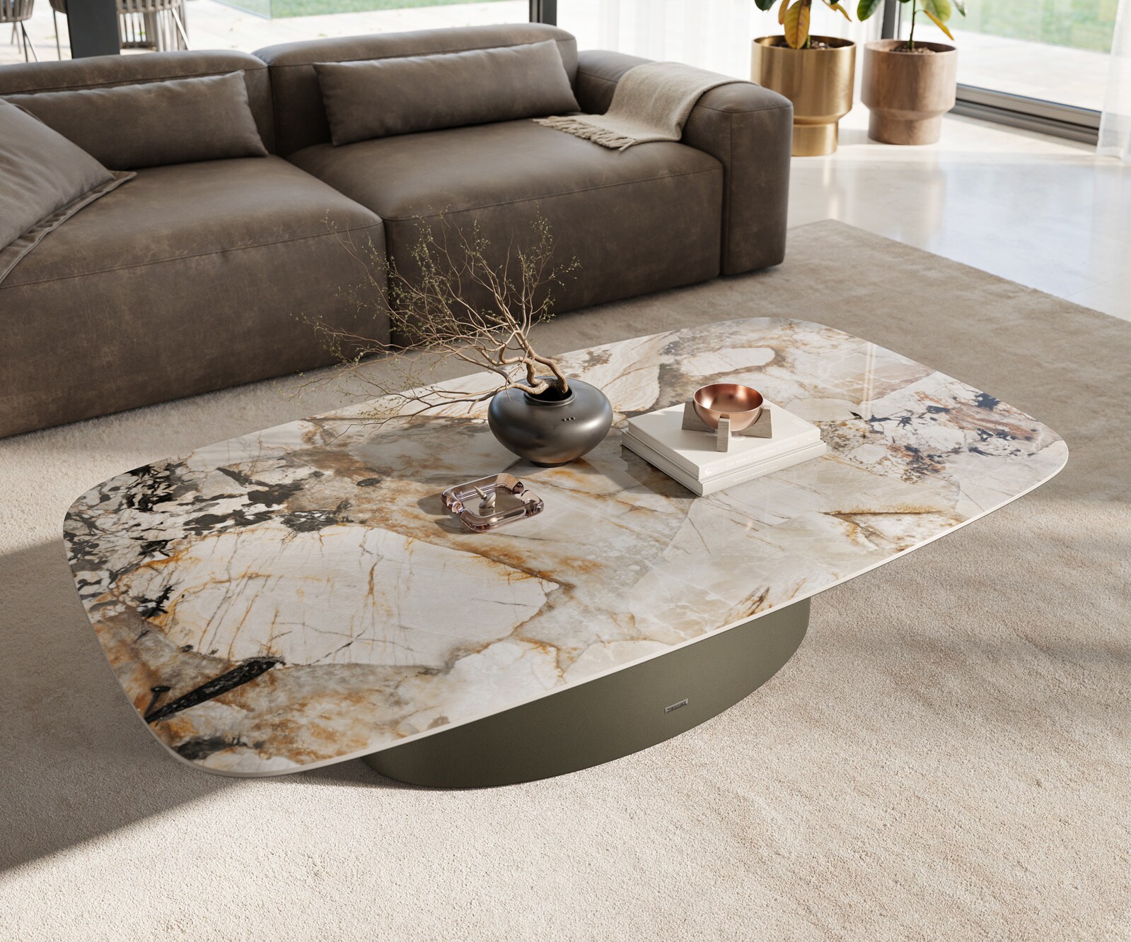 Couchtisch Edge Boot 140x80 cm Keramik Patagonia Poliert Casilda Effektfinish Titan 3