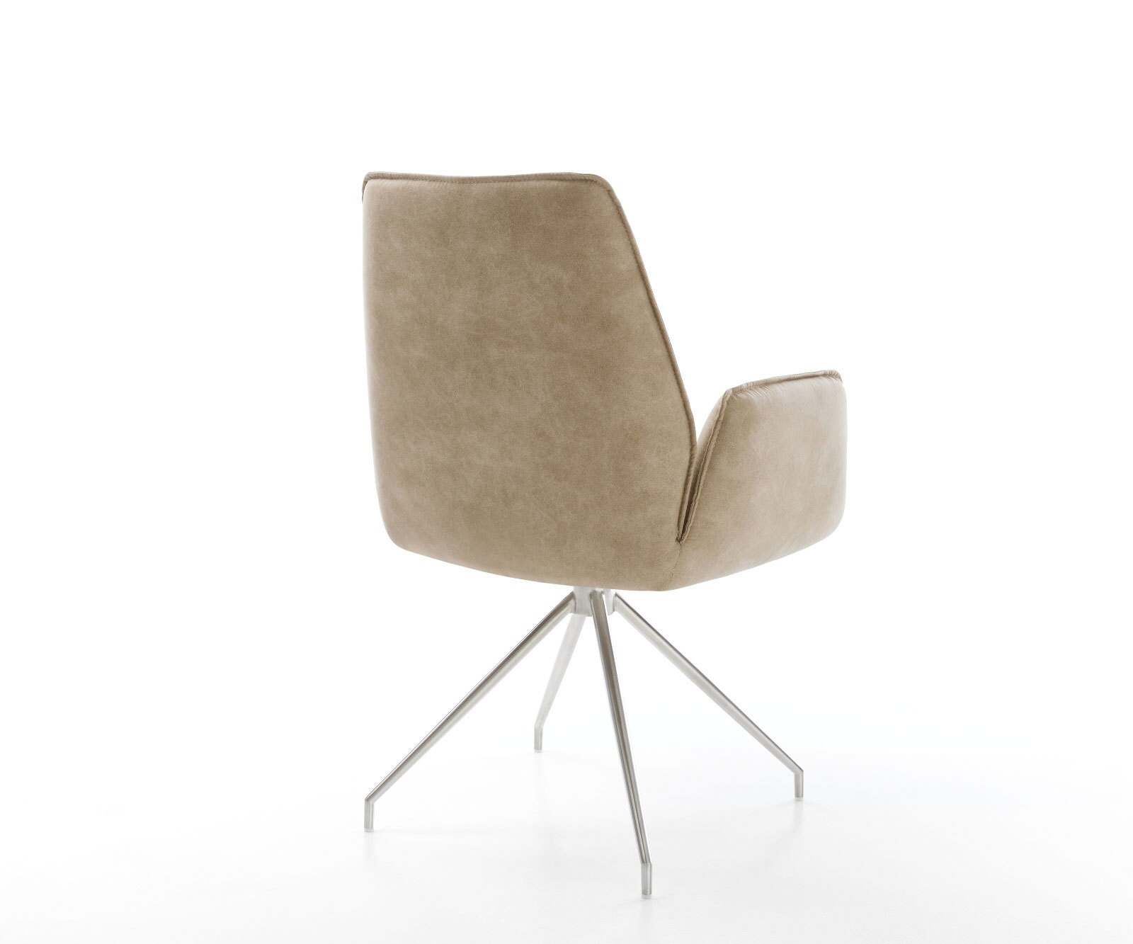 Esszimmerstuhl Zoa-Flex Mikrofaser Beige Vintage Kreuzgestell konisch Edelstahl Taschenfederkern 4