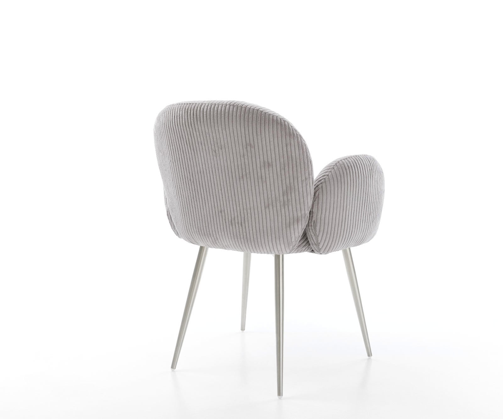 Esszimmerstuhl Nube-Flex mit Armlehnen Cord Silbergrau 4-Fuß konisch Edelstahl Taschenfederkern 4 Esszimmerstuhl Nube-Flex mit Armlehnen Cord Silbergrau 4-Fuß konisch Edelstahl Taschenfederkern 4