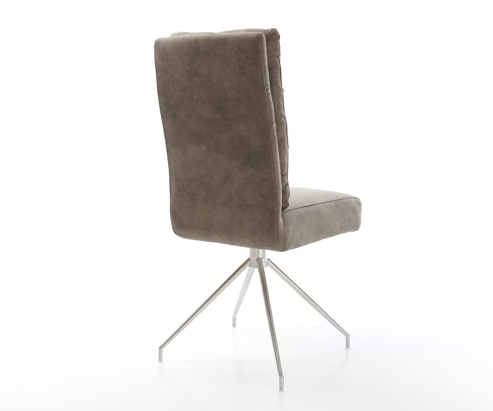 Esszimmerstuhl Pela-Flex Mikrofaser Taupe Vintage Kreuzgestell konisch Edelstahl Taschenfederkern 4