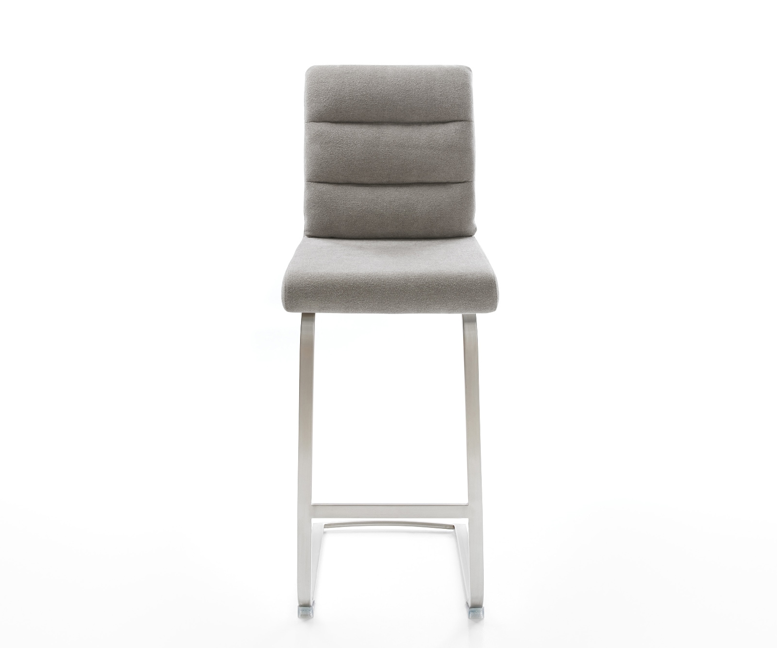 Barstuhl Pela-Flex Strukturstoff Soft Grau Freischwinger Flach Edelstahl Silberfarben 1