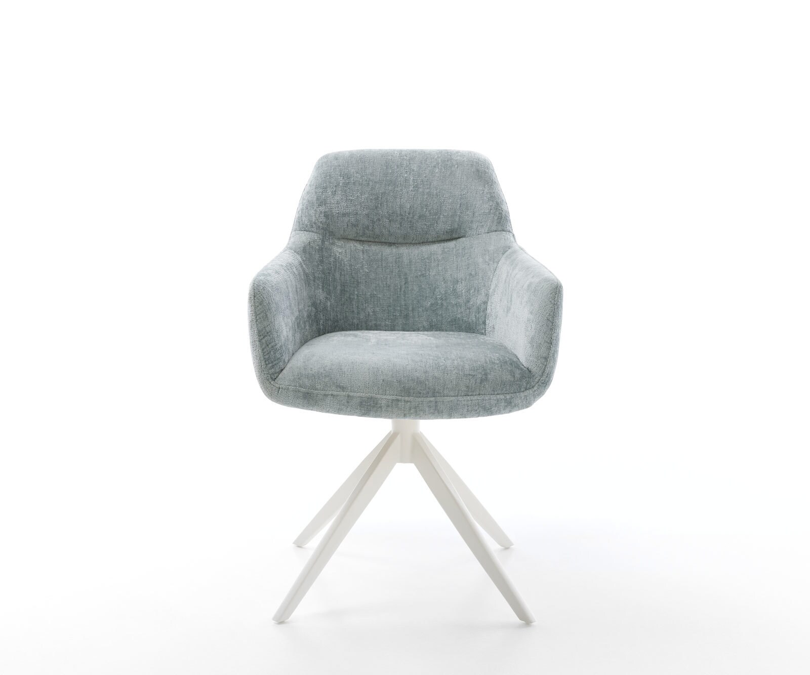 Drehstuhl Pejo-Flex Chenille Pastellblau Kreuzgestell breit Weiß 360° drehbar Wippfunktion Taschenfederkern 1