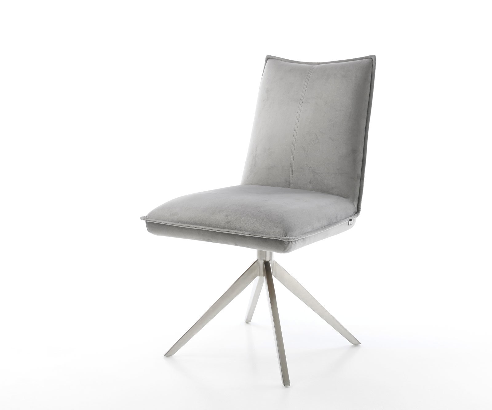 Drehstuhl Lelio-Flex Samt Grau Kreuzgestell breit Edelstahl 360° drehbar Wippfunktion Taschenfederkern Drehstuhl Lelio-Flex Samt Grau Kreuzgestell breit Edelstahl 360° drehbar Wippfunktion Taschenfederkern