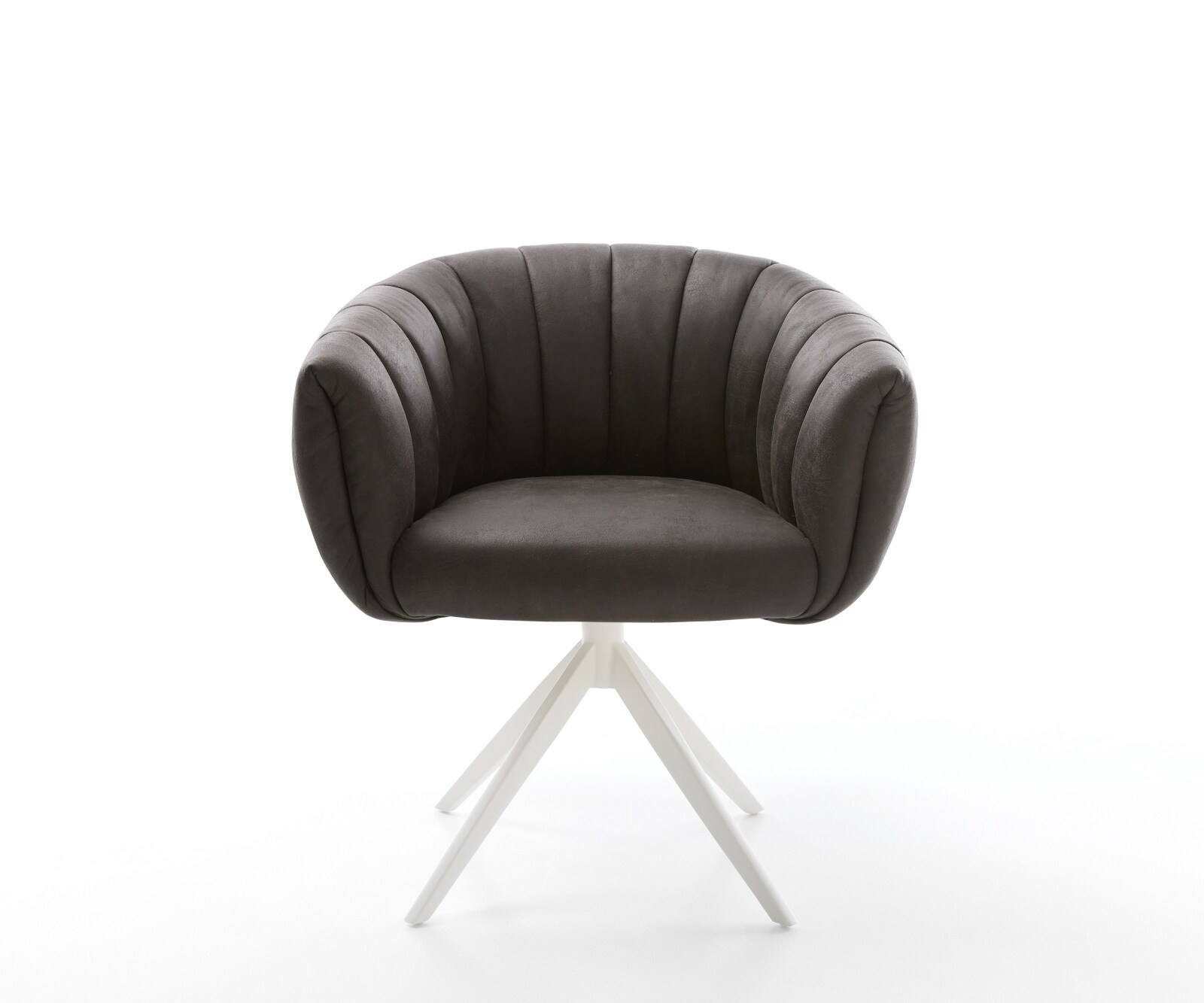 Drehstuhl Jada-Flex Mikrofaser Anthrazit Vintage Kreuzgestell breit Weiß 360° drehbar Wippfunktion Taschenfederkern 1