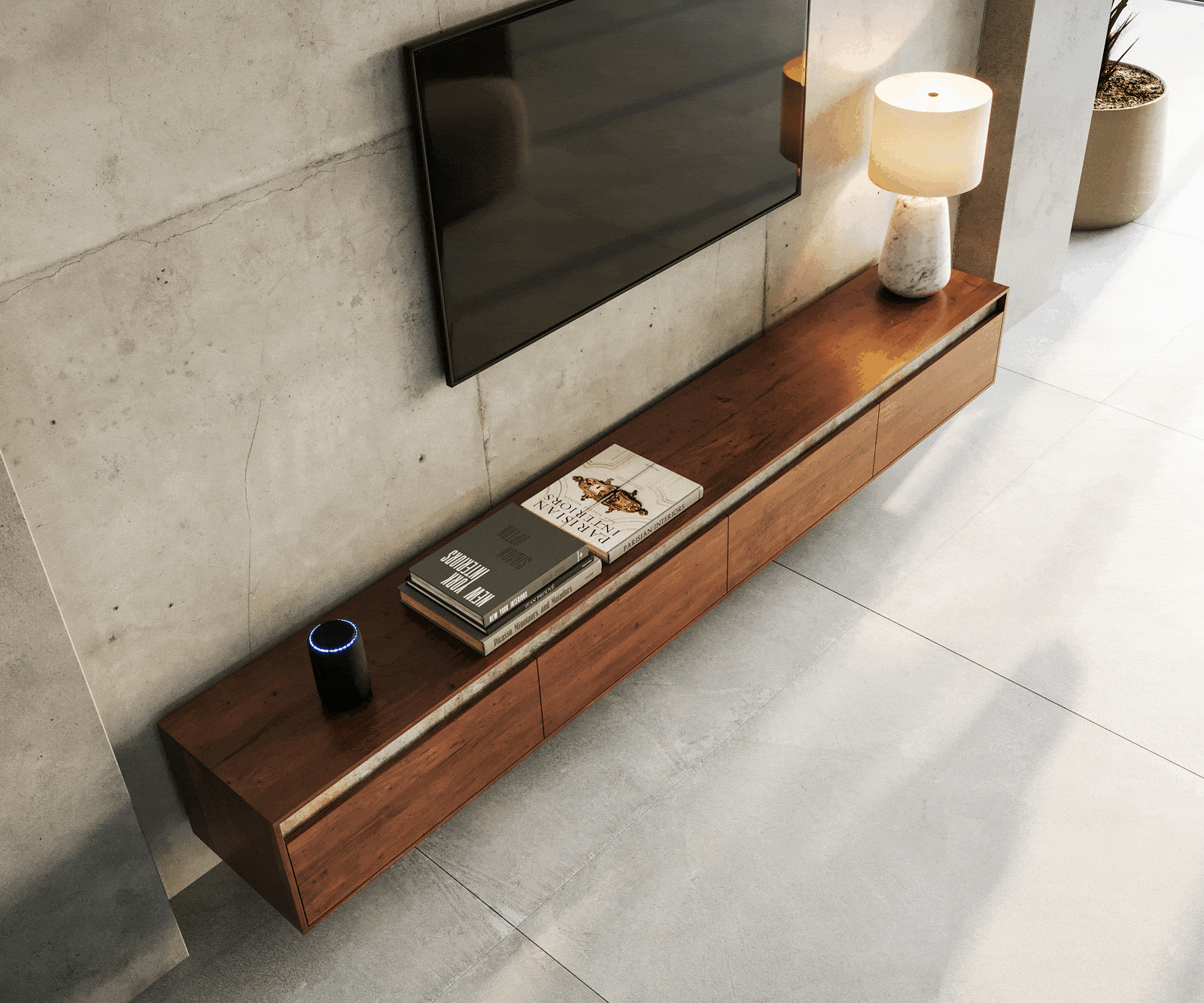 Lowboard Stonegrace 240 cm Akazie Braun Schiefer 4 Türen Schwebend 3 Lowboard Stonegrace 240 cm Akazie Braun Schiefer 4 Türen Schwebend 3