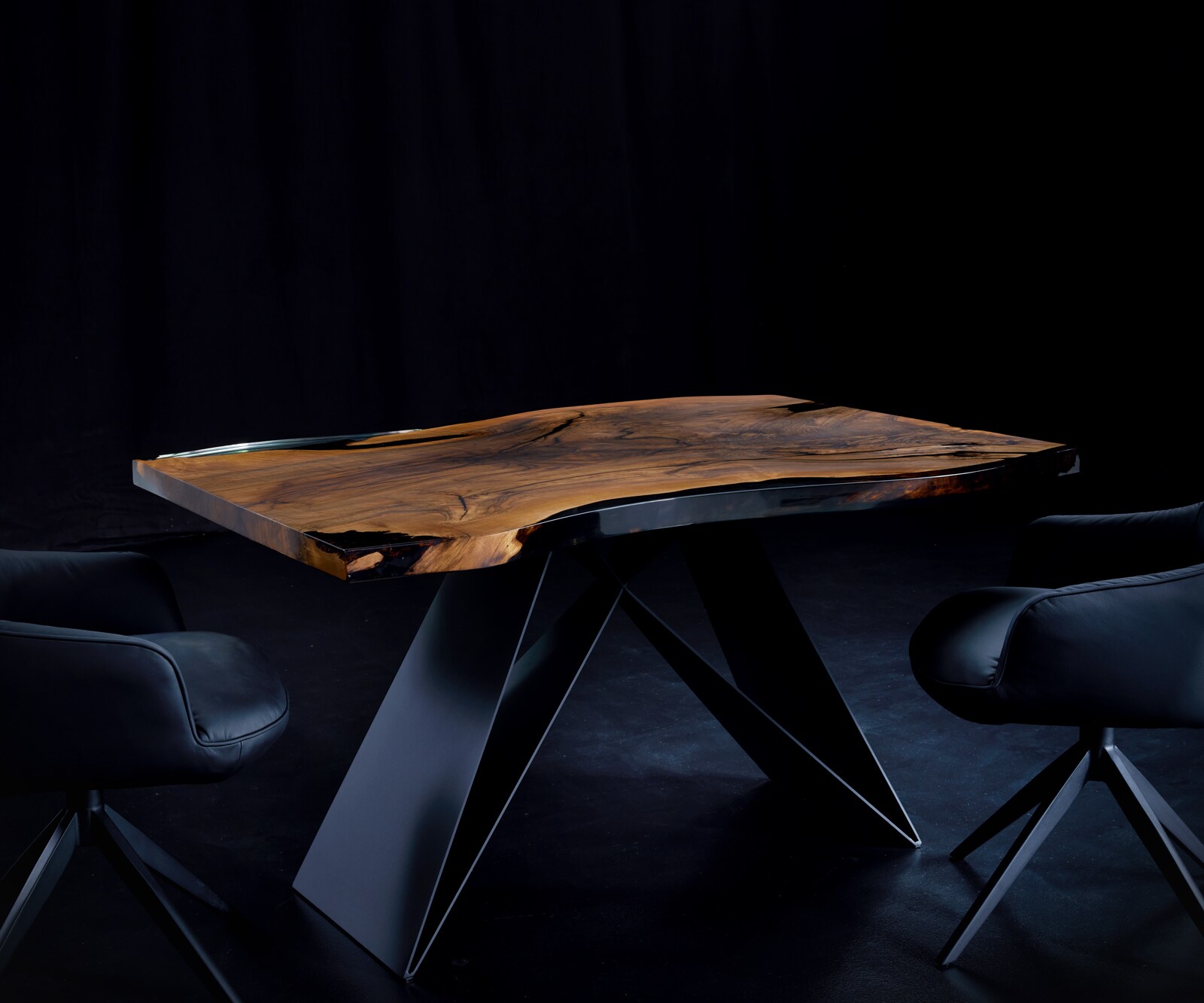 Tischplatte Nussbaum Natur 140 cm Epoxid Transparent Unikat Nr. 34695