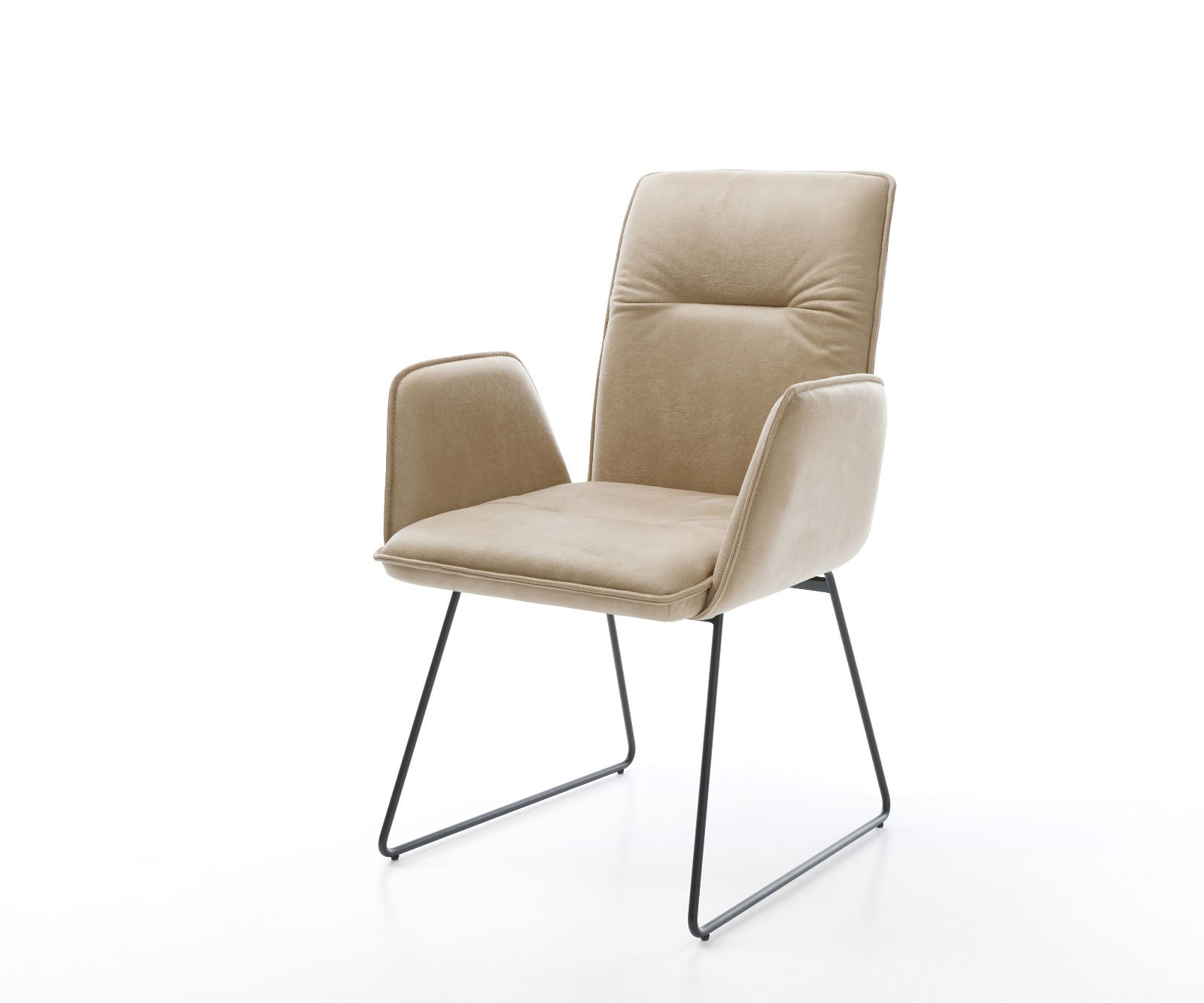 Esszimmerstuhl Vinja-Flex Mikrofaser Beige Vintage Kufengestell Schwarz