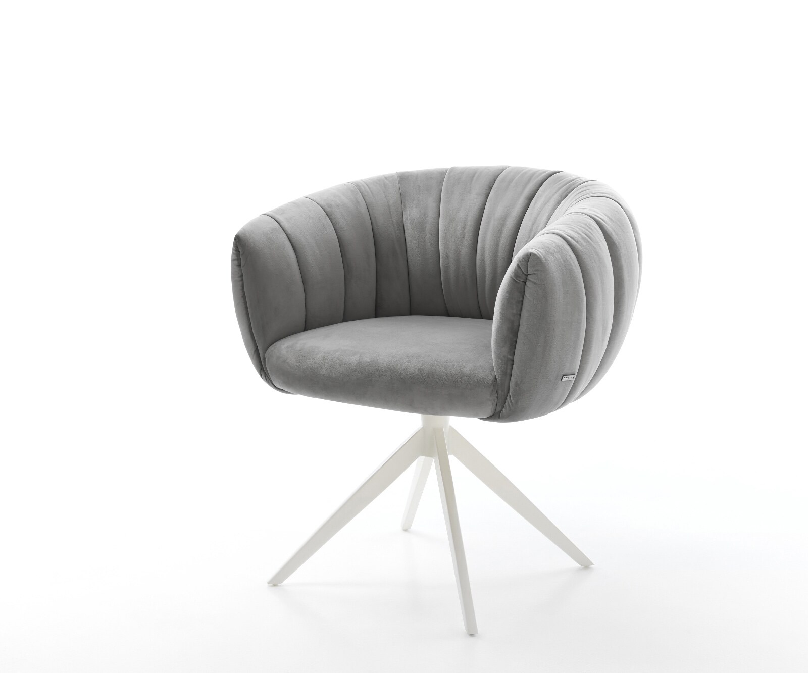 Drehstuhl Jada-Flex Samt Grau Kreuzgestell breit Weiß 360° drehbar Wippfunktion Taschenfederkern 1