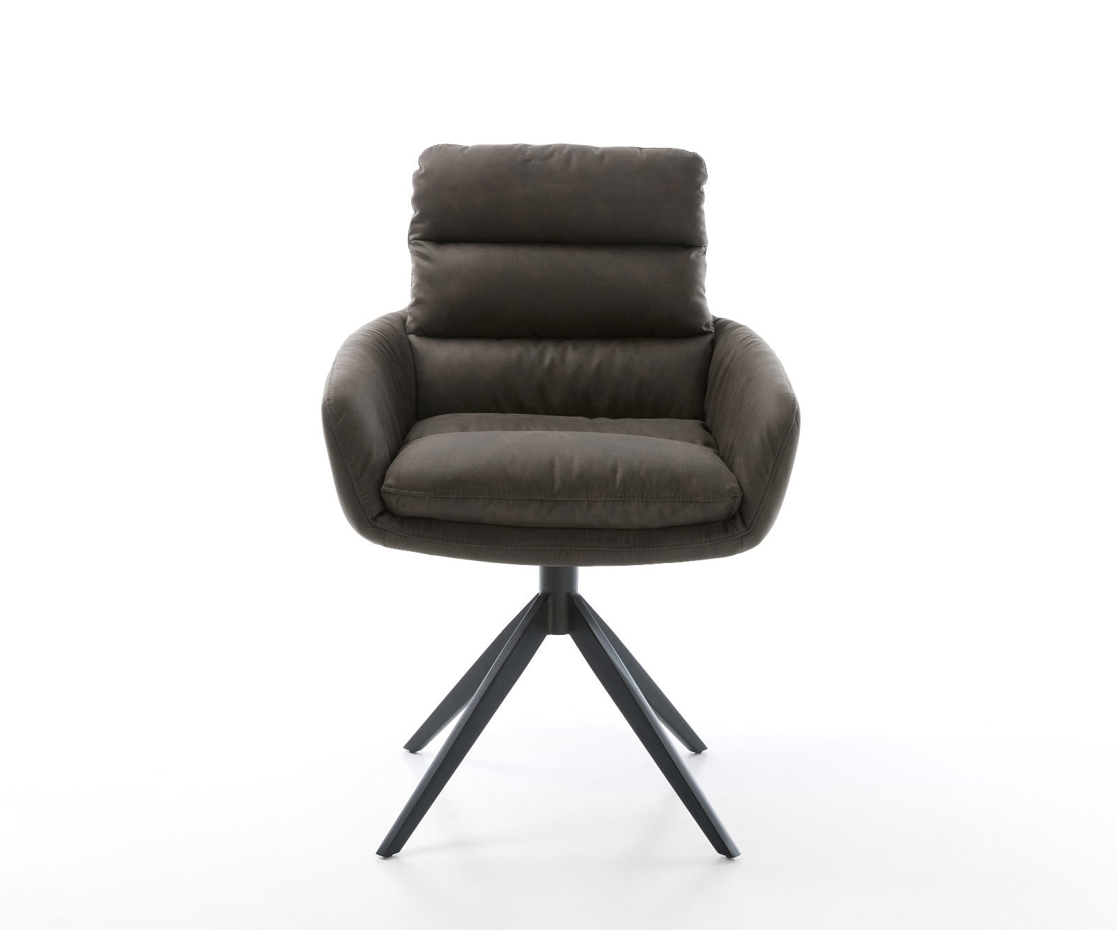 Drehstuhl Abelia-Flex mit Armlehnen Mikrofaser Anthrazit Vintage Kreuzgestell breit Schwarz 360° drehbar Wippfunktion 1