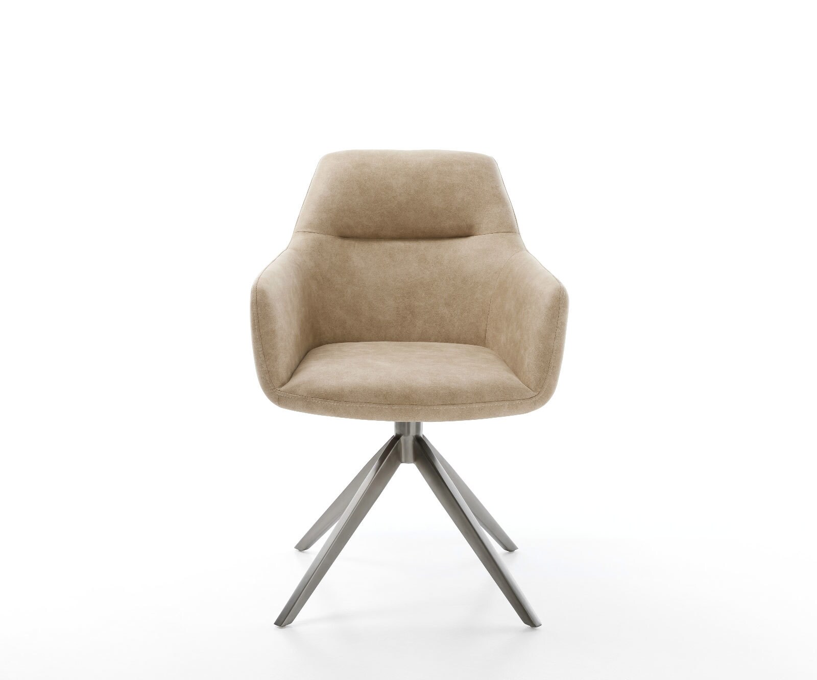 Drehstuhl Pejo-Flex Mikrofaser Beige Vintage Kreuzgestell breit Graphit 360° drehbar Wippfunktion Taschenfederkern 1