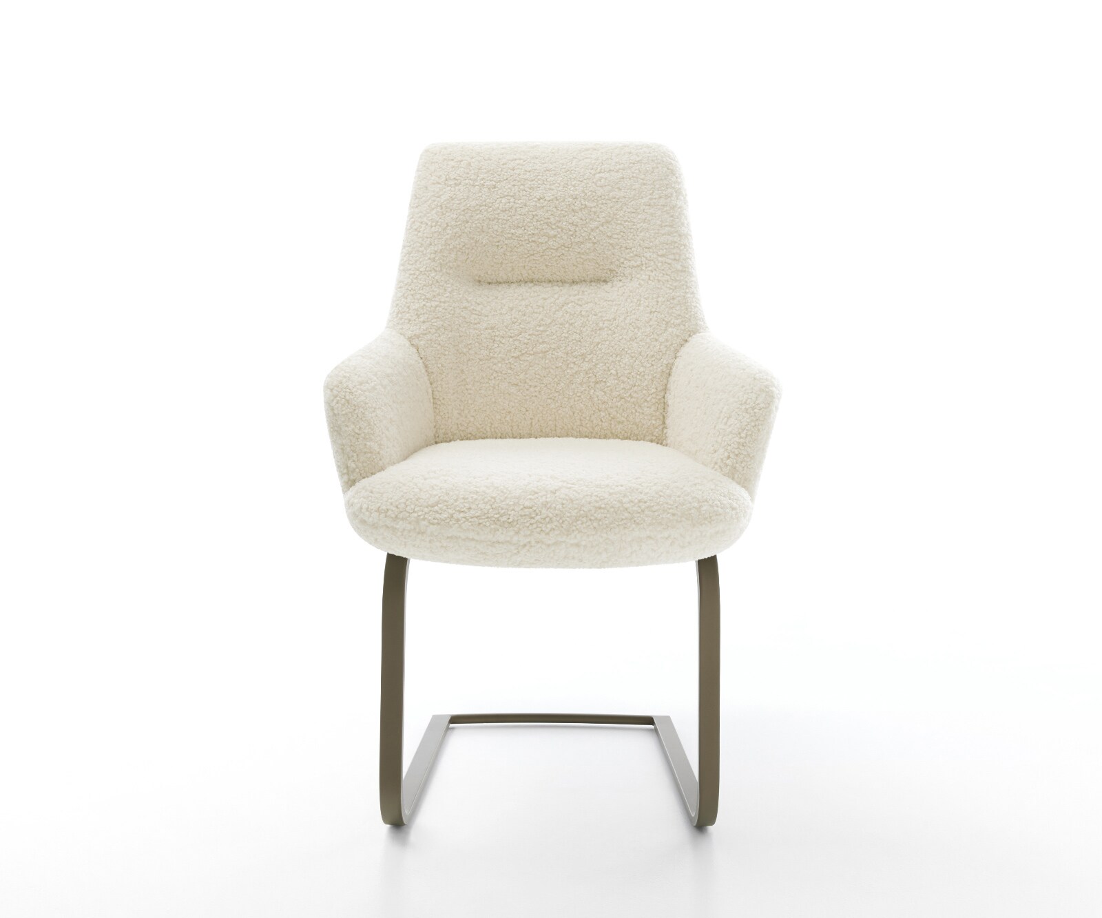 Freischwinger Zelia-Flex mit Armlehnen Teddystoff Beige Freischwinger flach Effektfinish Titan Taschenfederkern 1