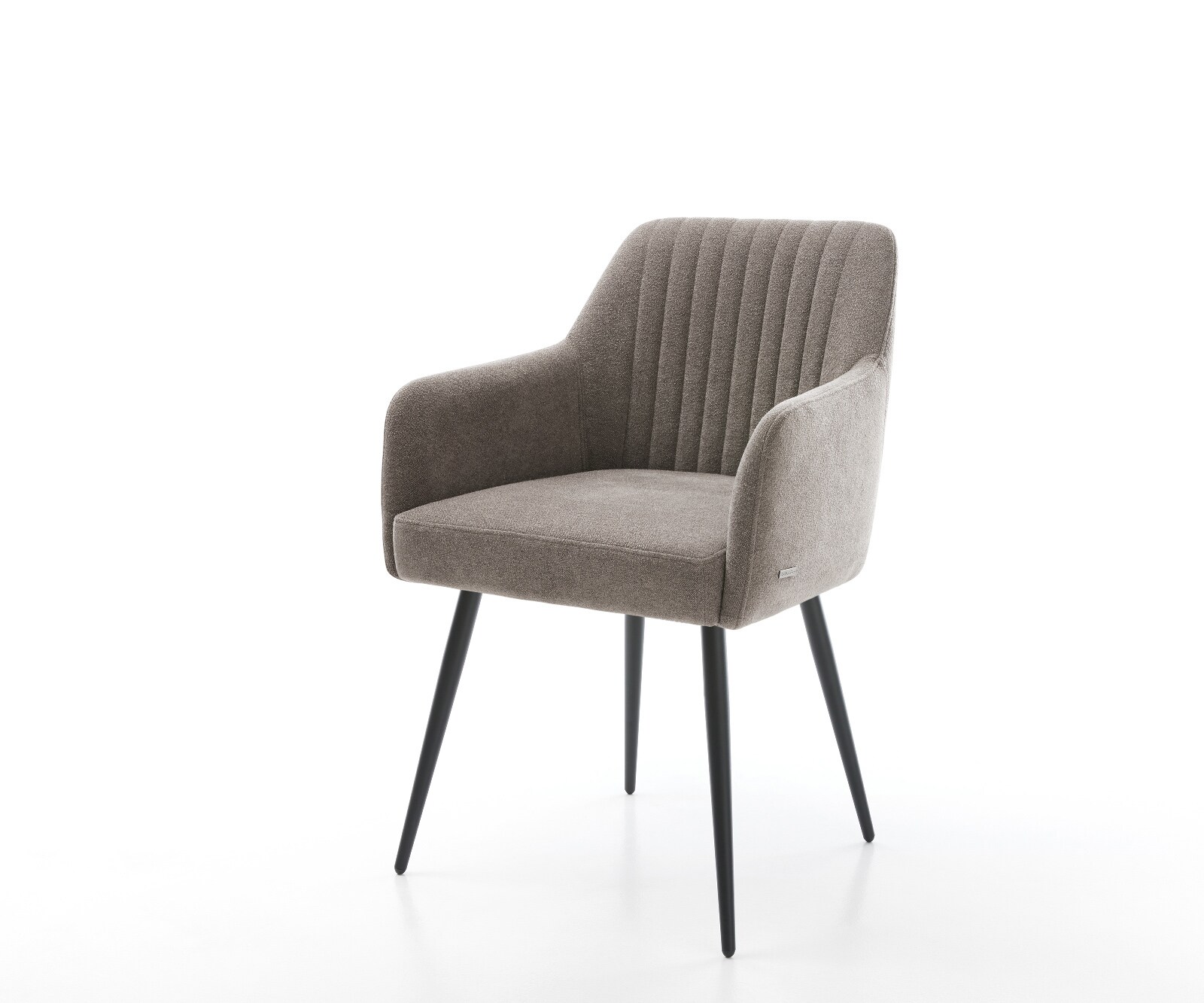 Esszimmerstuhl Greg-Flex Strukturstoff Soft Taupe 4-Fuß konisch Schwarz Taschenfederkern