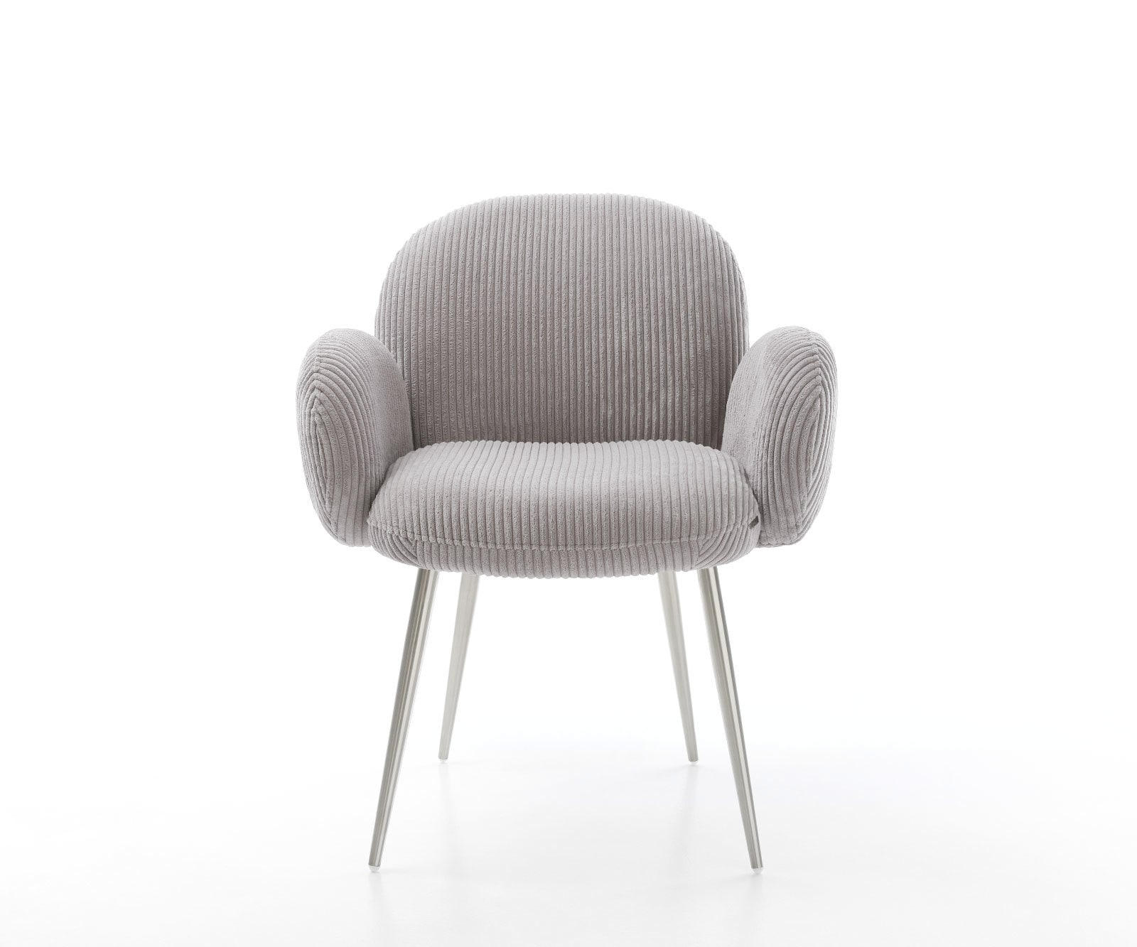 Esszimmerstuhl Nube-Flex mit Armlehnen Cord Silbergrau 4-Fuß konisch Edelstahl Taschenfederkern 1 Esszimmerstuhl Nube-Flex mit Armlehnen Cord Silbergrau 4-Fuß konisch Edelstahl Taschenfederkern 1