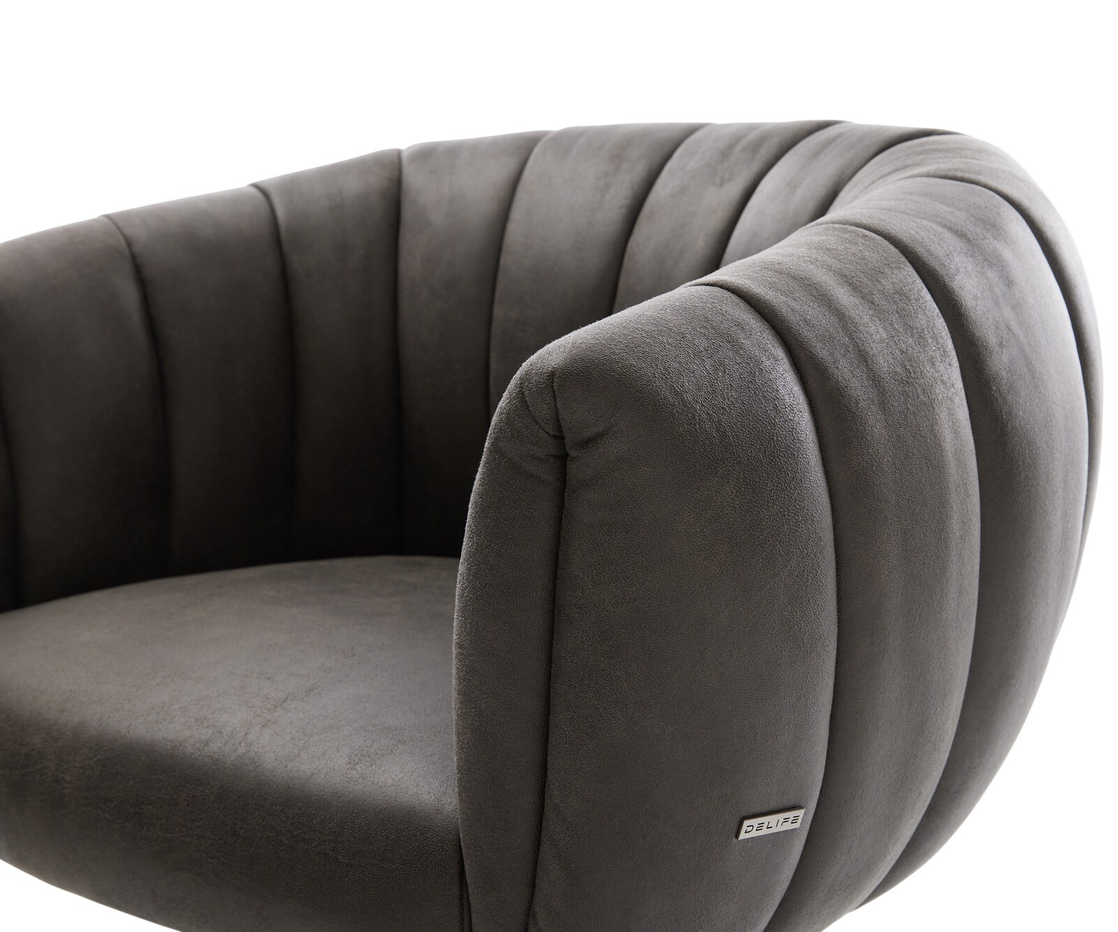 Drehstuhl Jada-Flex Mikrofaser Anthrazit Vintage Kreuzgestell breit Schwarz 360° drehbar Wippfunktion Taschenfederkern 3