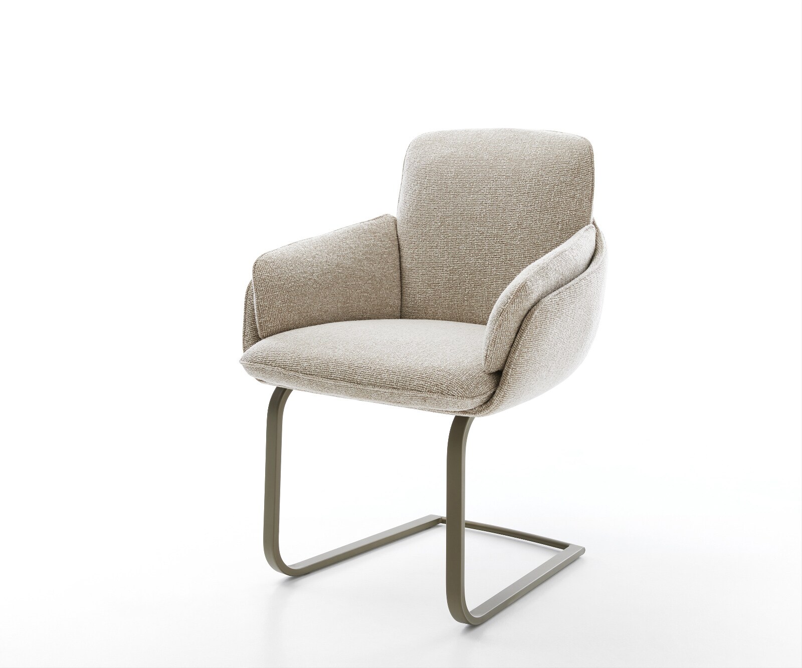 Freischwinger Luan-Flex mit Armlehnen Webstoff Soft Beige Freischwinger flach Effektfinish Titan