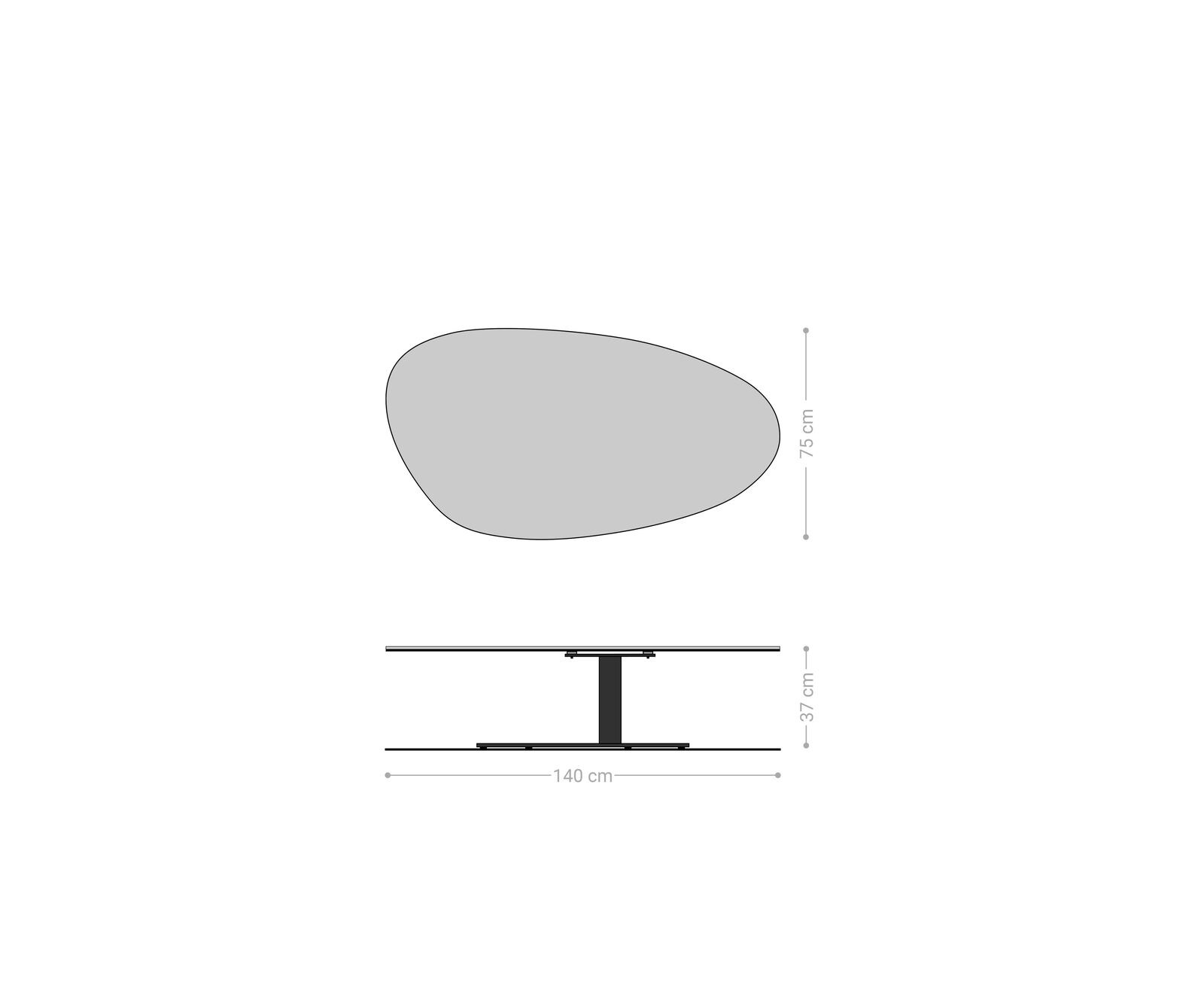 Couchtisch Edge Oval 140x75 cm Keramik Patagonia Poliert Vibany Metall Effektfinish Titan 6