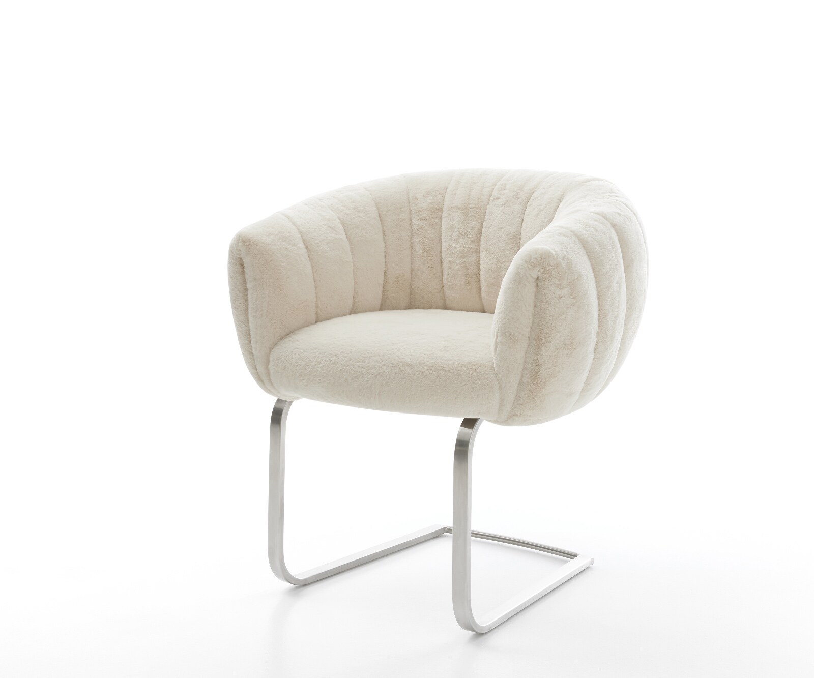 Freischwinger Jada-Flex Plüsch Creme-Weiß Freischwinger flach Edelstahl Taschenfederkern