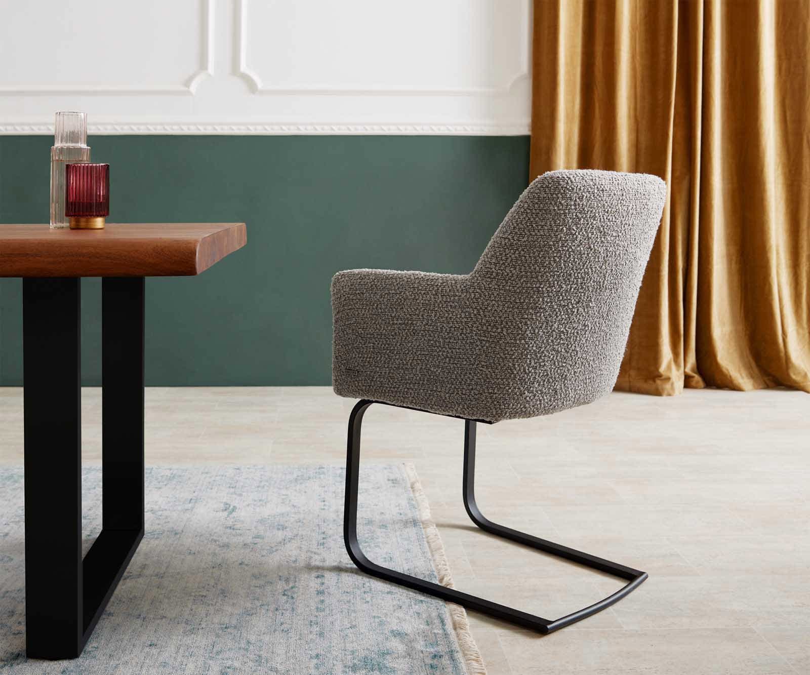 Freischwinger Xana-Flex mit Armlehnen Bouclé Silbergrau Freischwinger flach Schwarz Taschenfederkern 4 Freischwinger Xana-Flex mit Armlehnen Bouclé Silbergrau Freischwinger flach Schwarz Taschenfederkern 4