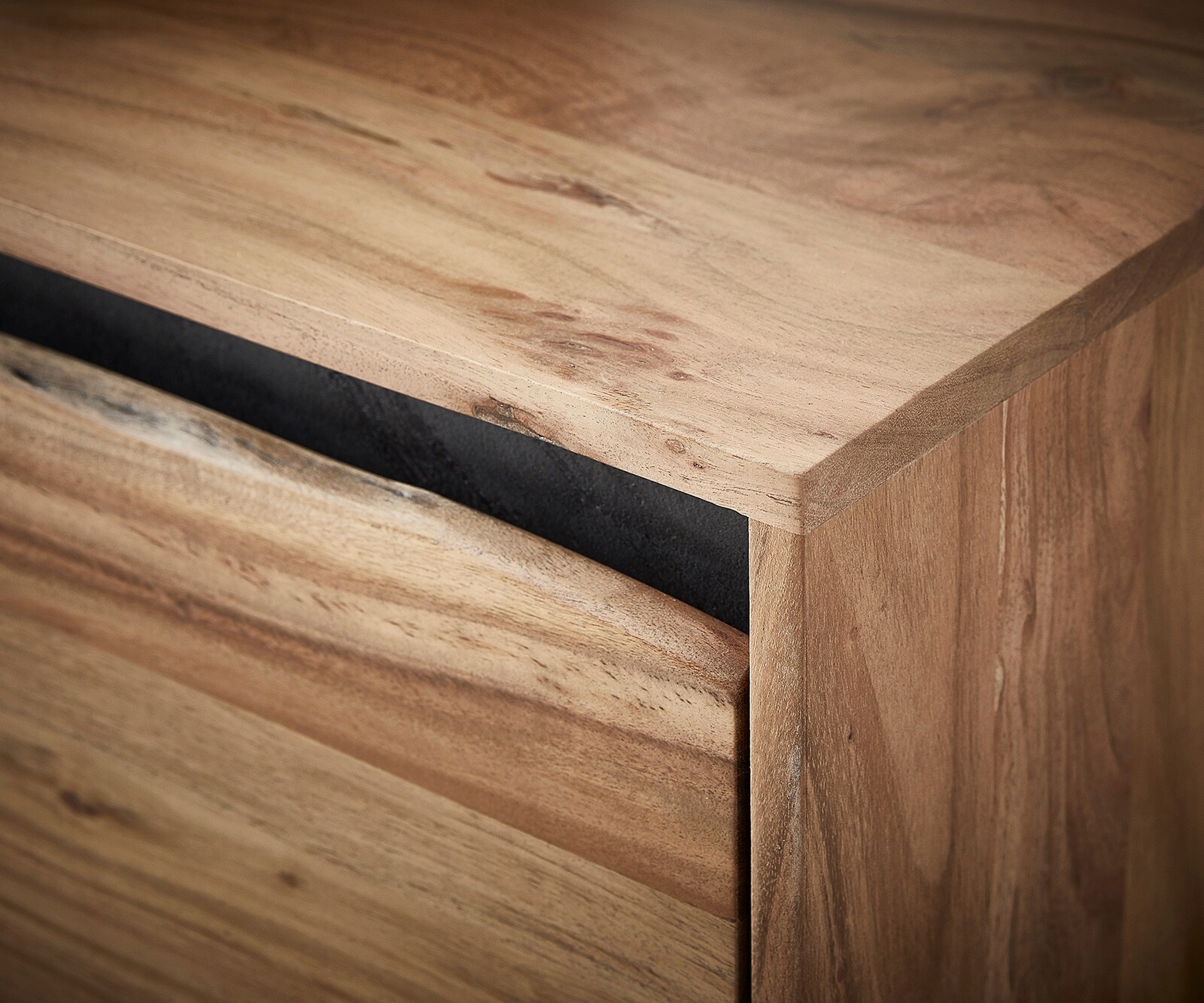 Sideboard Stonegrace 200x45 cm Akazie Natur 4 Türen Baumkante 5