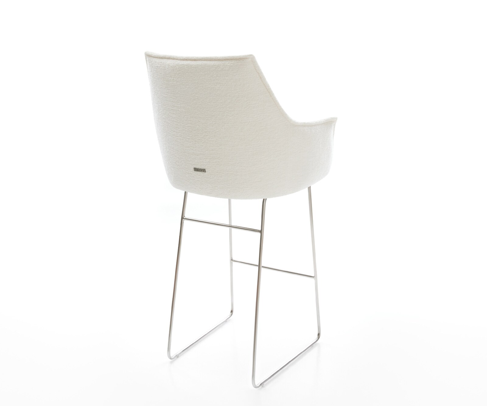 Barstuhl Alja-Flex Bouclé Soft Beige Kufengestell Edelstahl Silberfarben Taschenfederkern 5