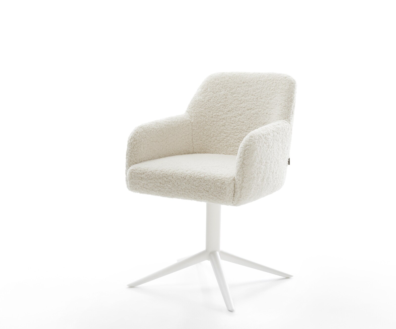 Drehstuhl Greg-Flex Teddystoff Beige Fußkreuz Weiß 360° drehbar Wippfunktion Taschenfederkern 1