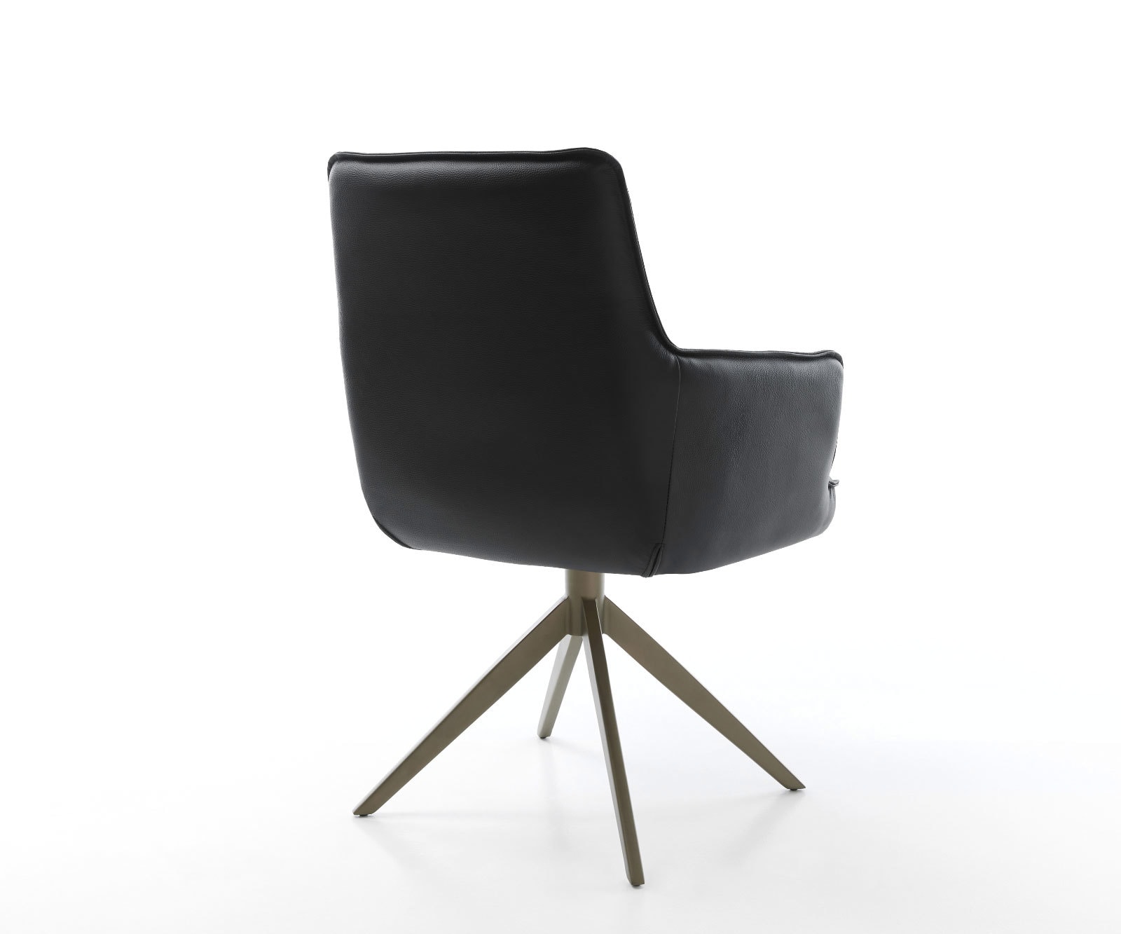 Drehstuhl Heira-Flex mit Armlehnen Echt-Leder Schwarz Kreuzgestell breit Effektfinish Titan 360° drehbar Wippfunktion Taschenfederkern 4 Drehstuhl Heira-Flex mit Armlehnen Echt-Leder Schwarz Kreuzgestell breit Effektfinish Titan 360° drehbar Wippfunktion Taschenfederkern 4