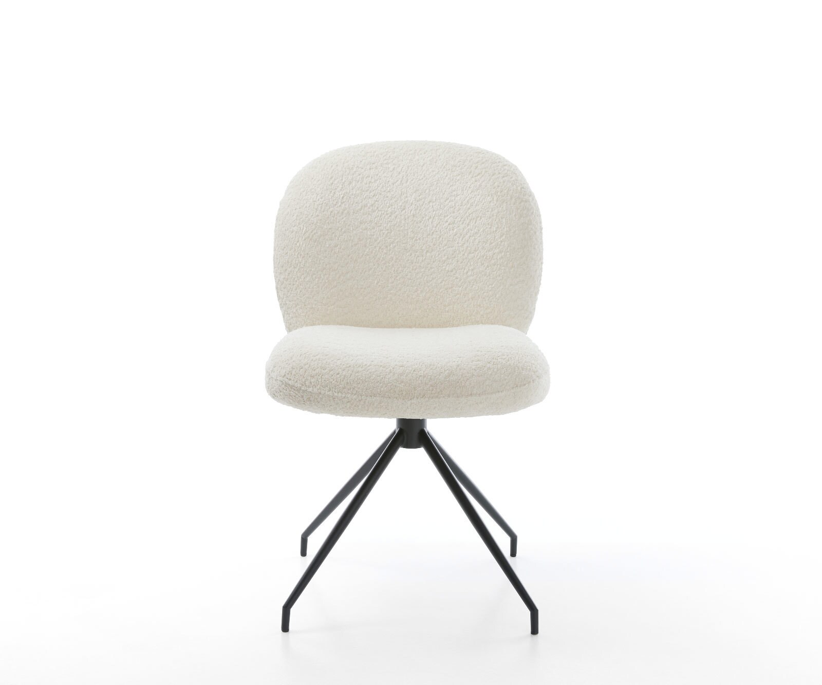 Drehstuhl Nube-Flex Bouclé Weiß Kreuzgestell konisch Schwarz 180° drehbar Taschenfederkern 1
