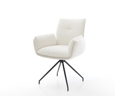Esszimmerstuhl Nela-Flex Bouclé Soft Beige Kreuzgestell konisch Schwarz