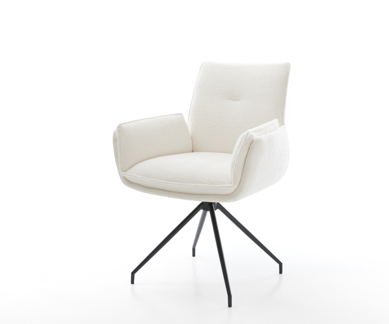 Esszimmerstuhl Nela-Flex Bouclé Soft Beige Kreuzgestell konisch Schwarz