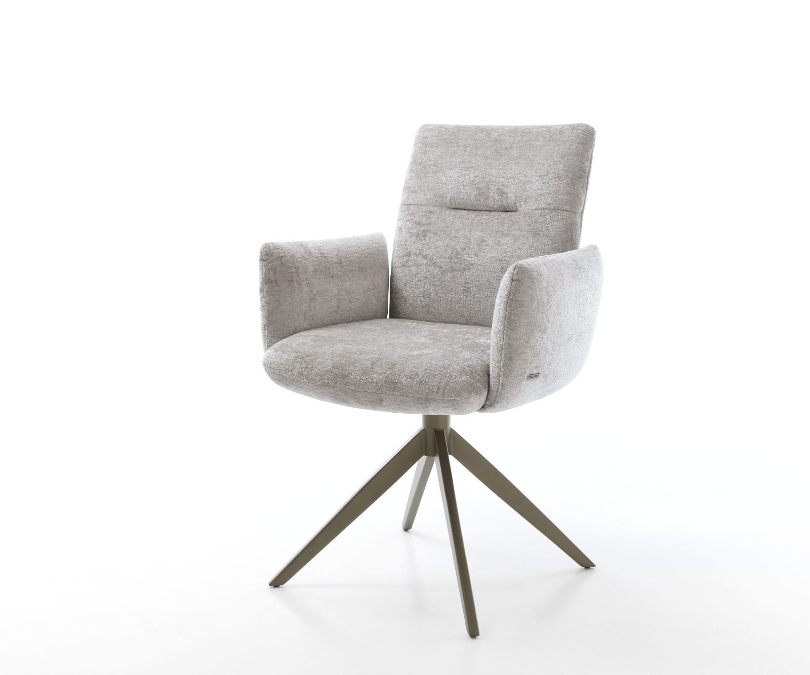 Drehstuhl Jova-Flex mit Armlehnen Chenille Silbergrau Kreuzgestell breit Effektfinish Titan 360° drehbar Taschenfederkern