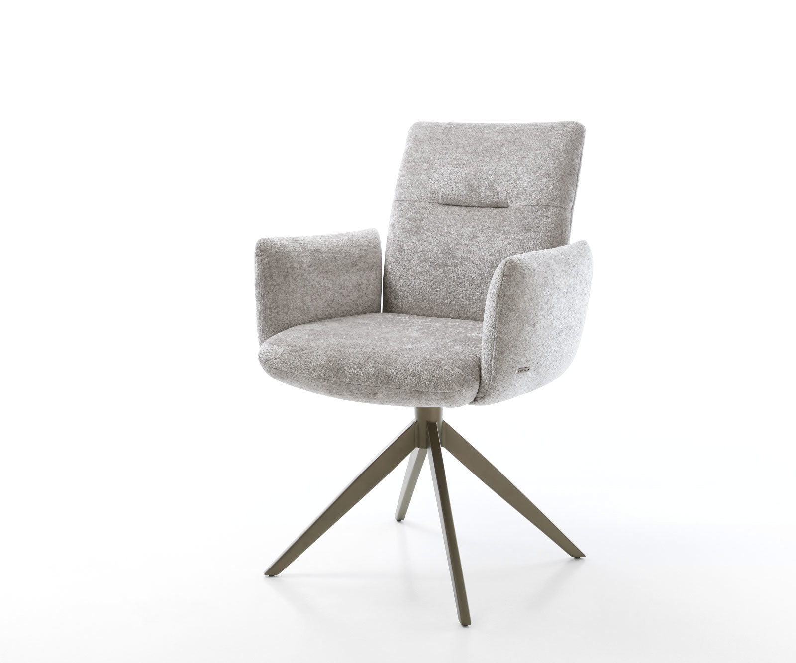 Drehstuhl Jova-Flex mit Armlehnen Chenille Silbergrau Kreuzgestell breit Effektfinish Titan 360° drehbar Taschenfederkern