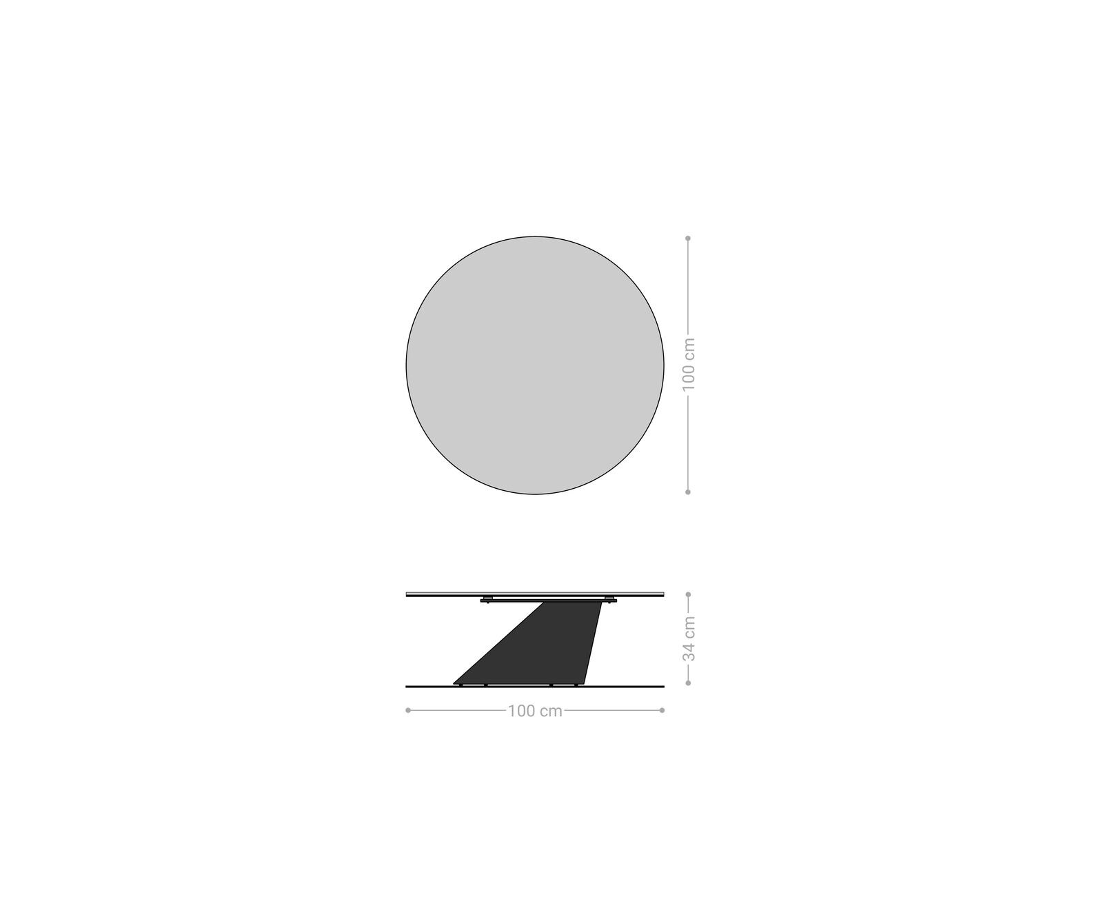 Couchtisch Edge Rund 100x100 cm Keramik Laminam® Noir Desir Braun Conis Metallic Silber 7