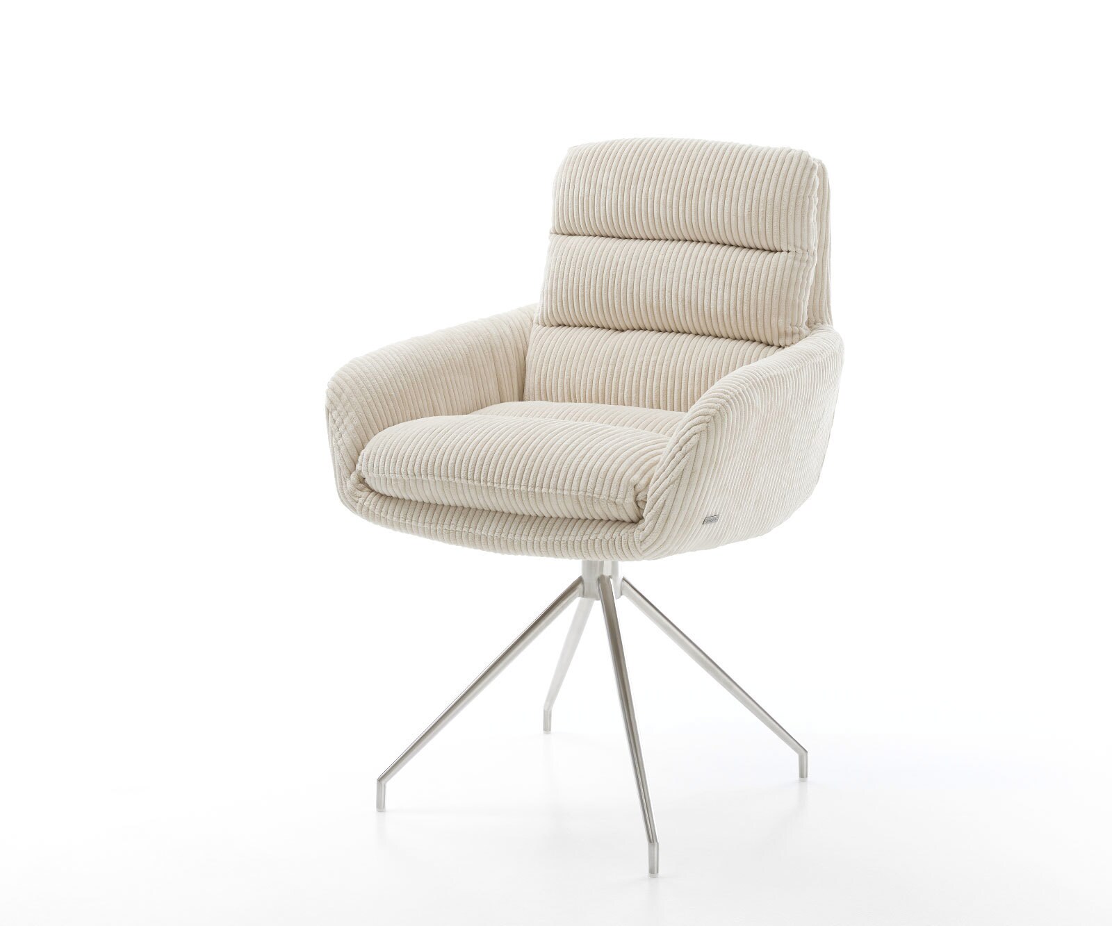 Esszimmerstuhl Abelia-Flex mit Armlehnen Cord Beige Kreuzgestell konisch Ed günstig online kaufen