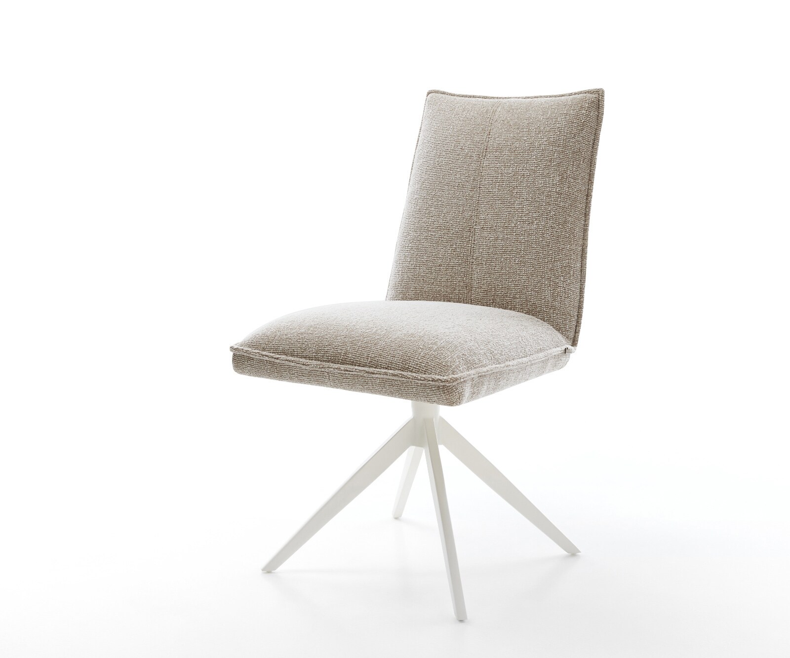 Chaise-pivotante Lelio-Flex tissu tissé doux beige pied croisé large blanc pivotement sur 360° fonction bascule resorts ensachés